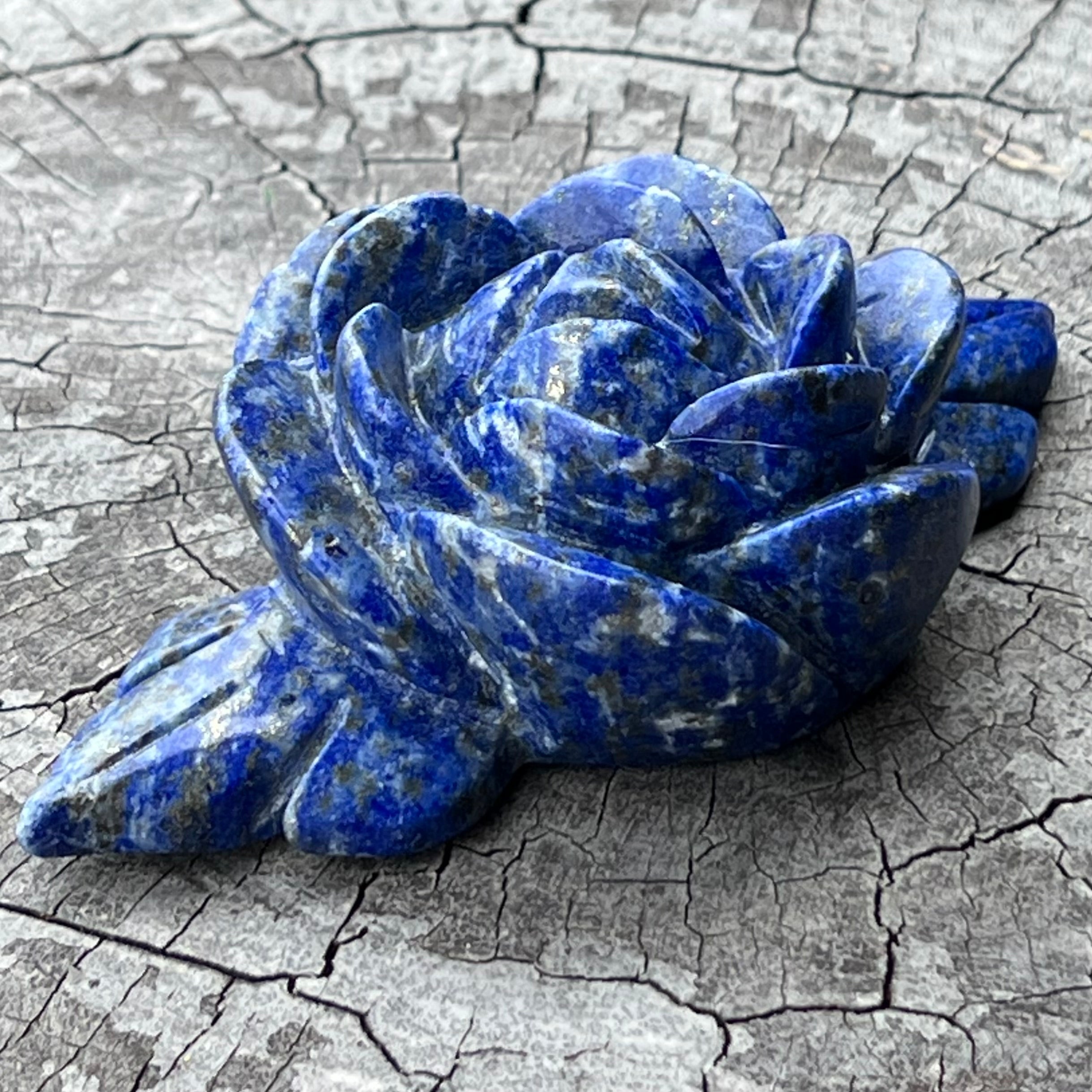 Lapis Lazuli Rose Carving