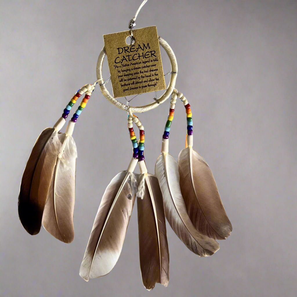 Tree of Life Native Rainbow Dream Catcher ~ Boho Beige