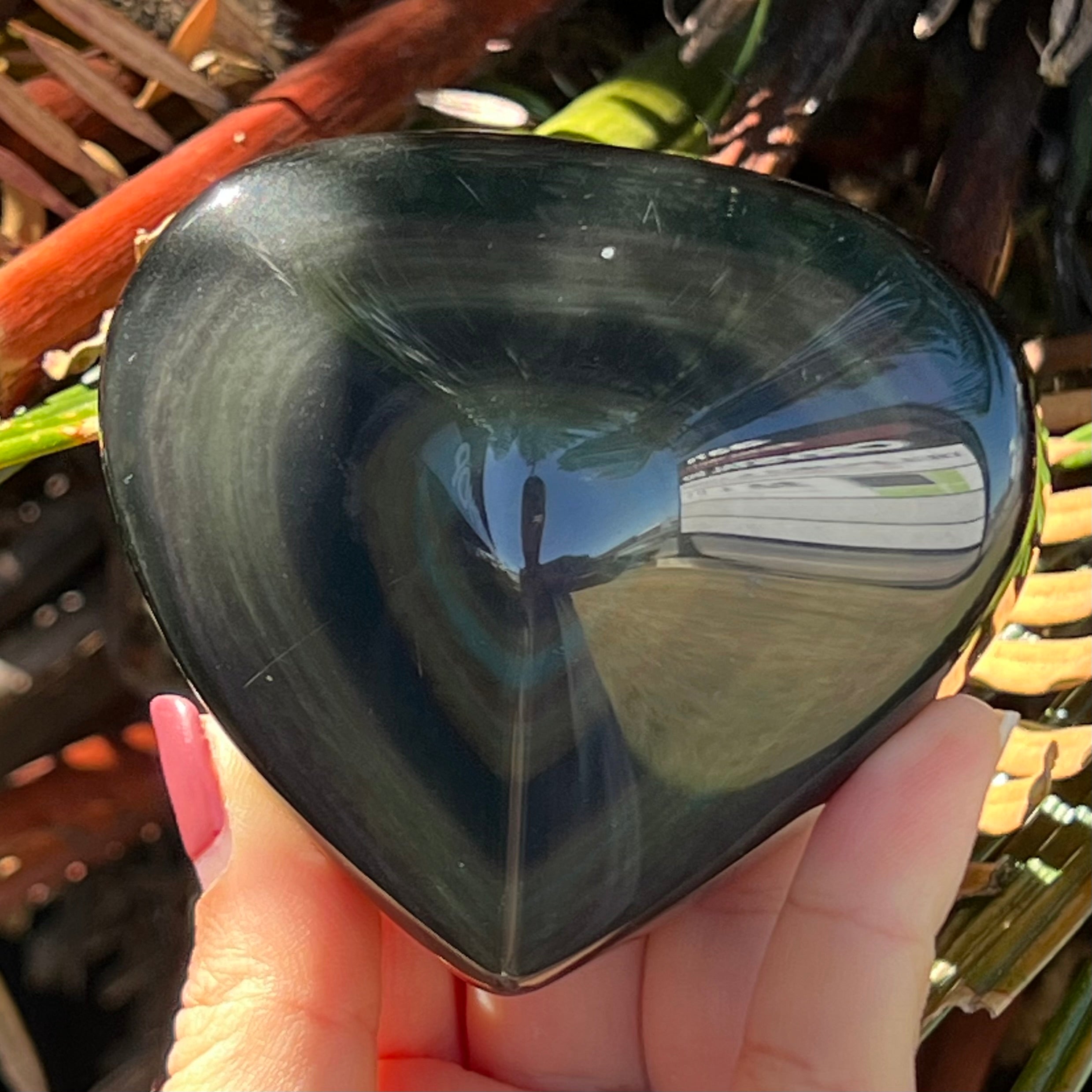 Rainbow Obsidian Heart Carving