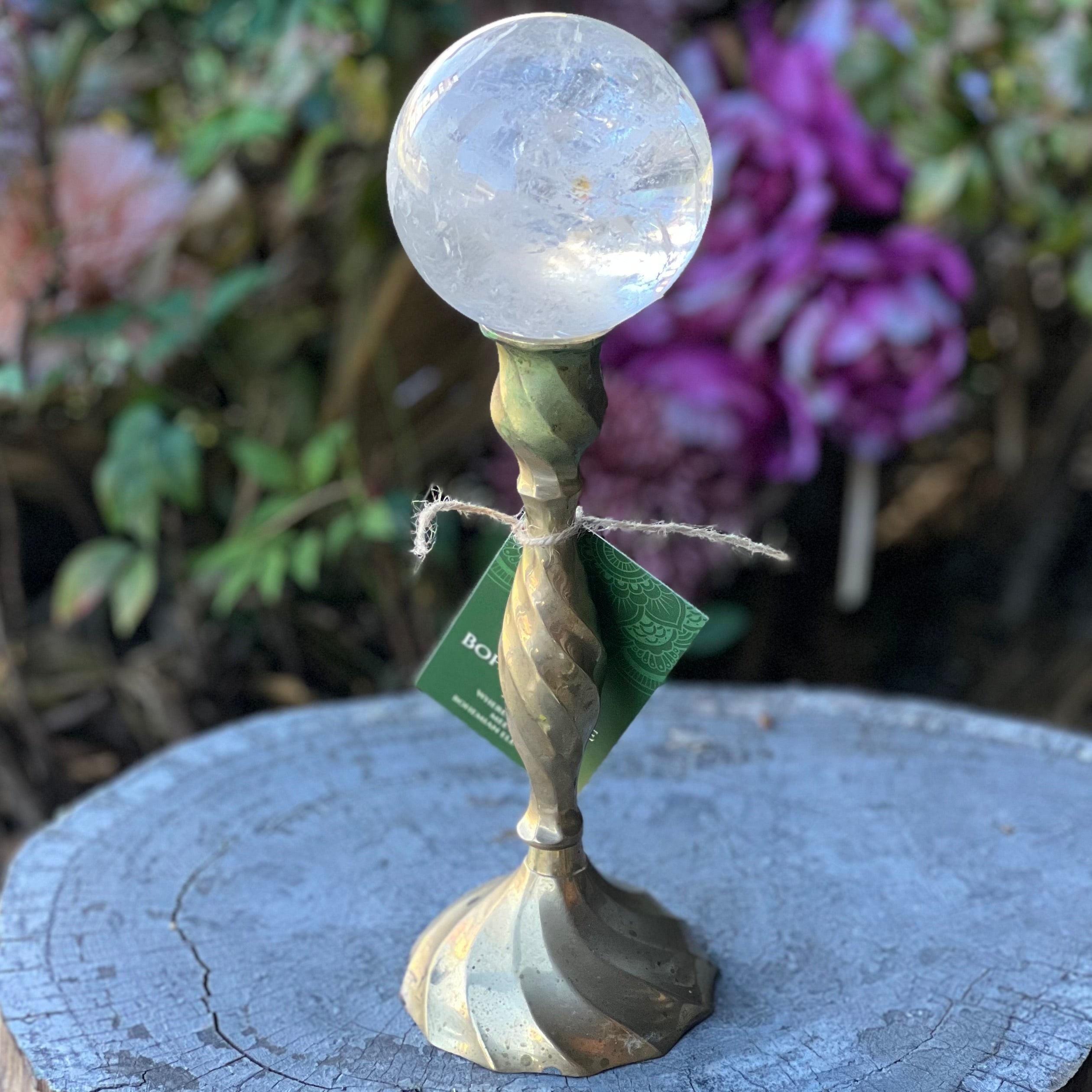 Boho Jungle ~ Vintage Brass Candle Holder Set of Two - Sphere Holder Decor