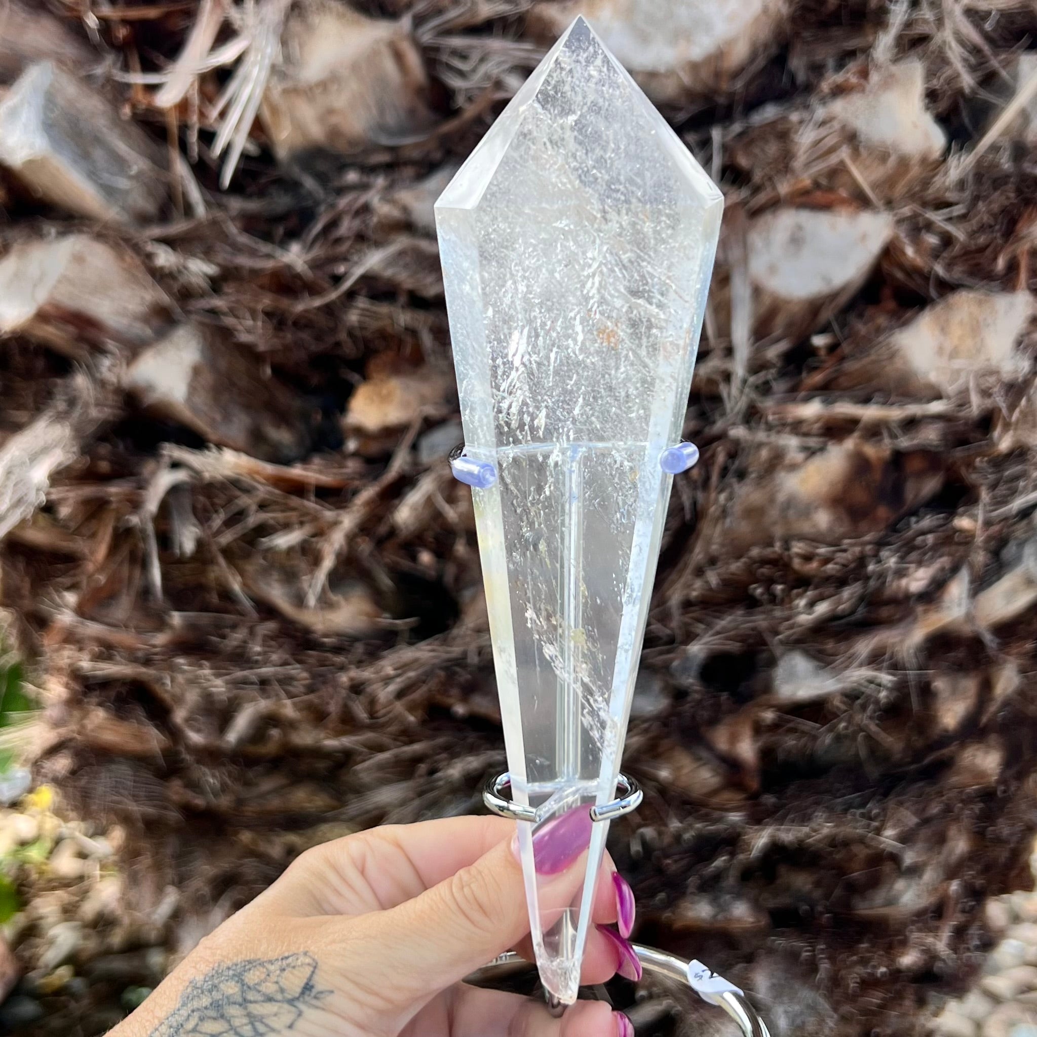 Clear Quartz Wand on Stand