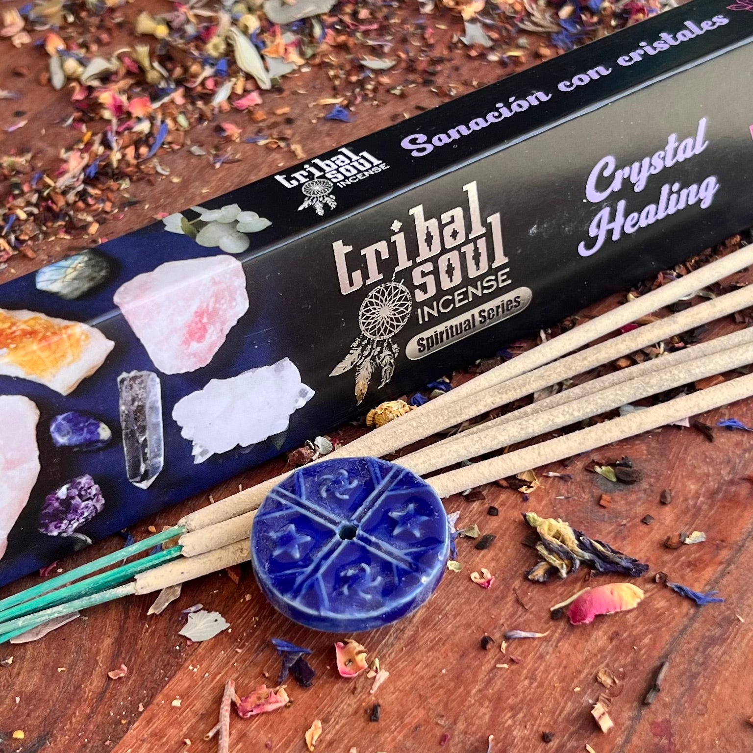 Crystal Healing Smudge Incense with Clay Holder