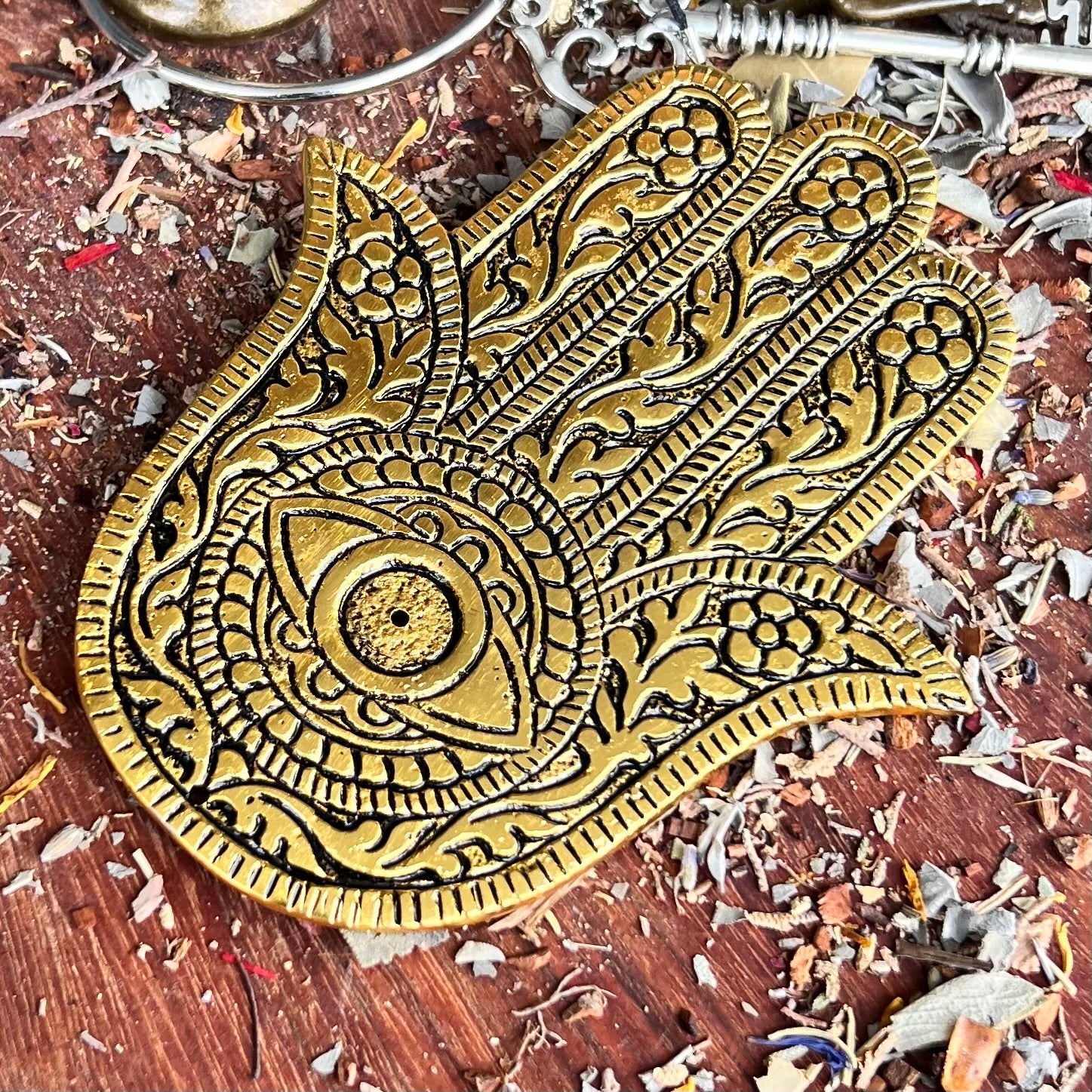 Hamsa Bronze Metal Incense Burner