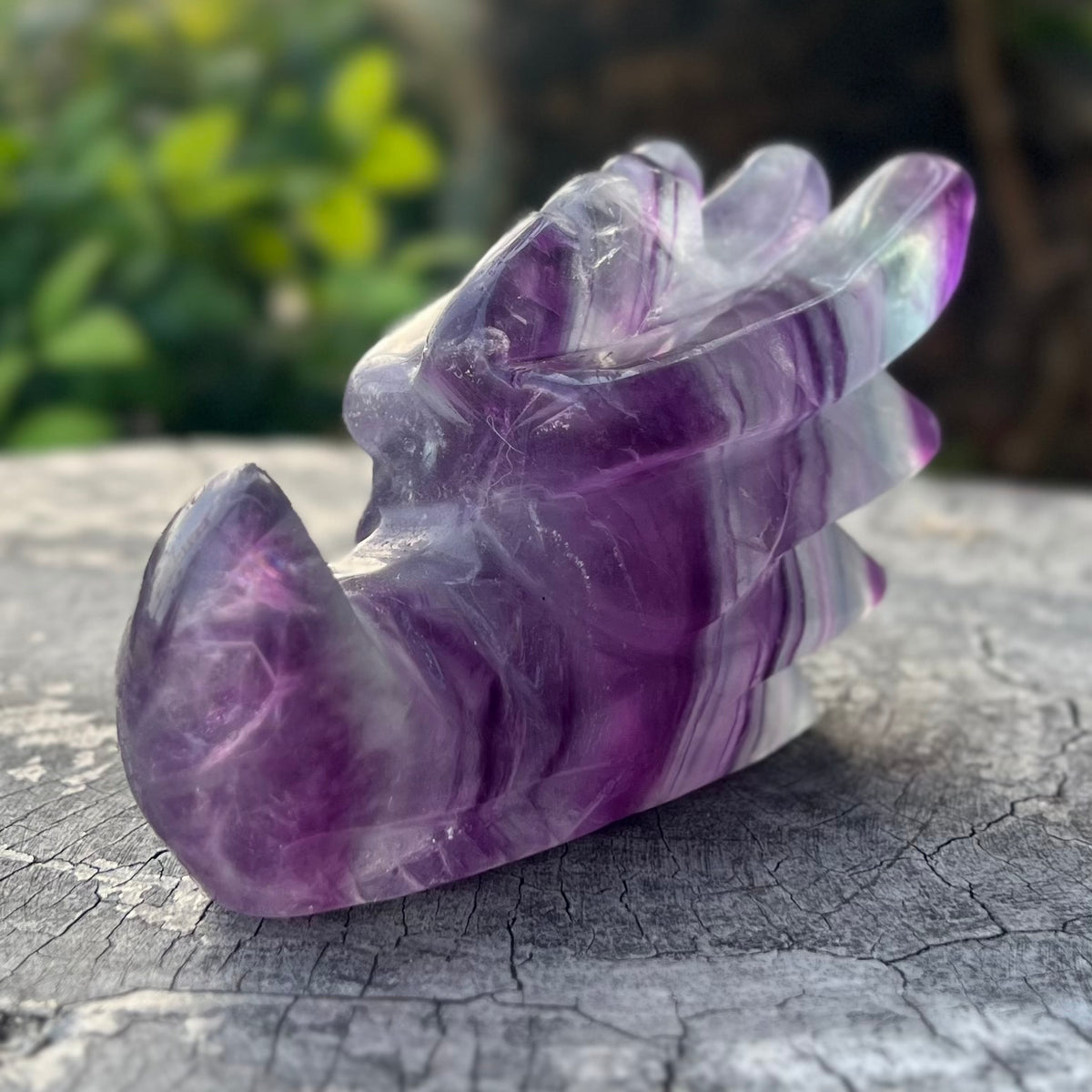 Rainbow Fluorite Dragon Head Carving