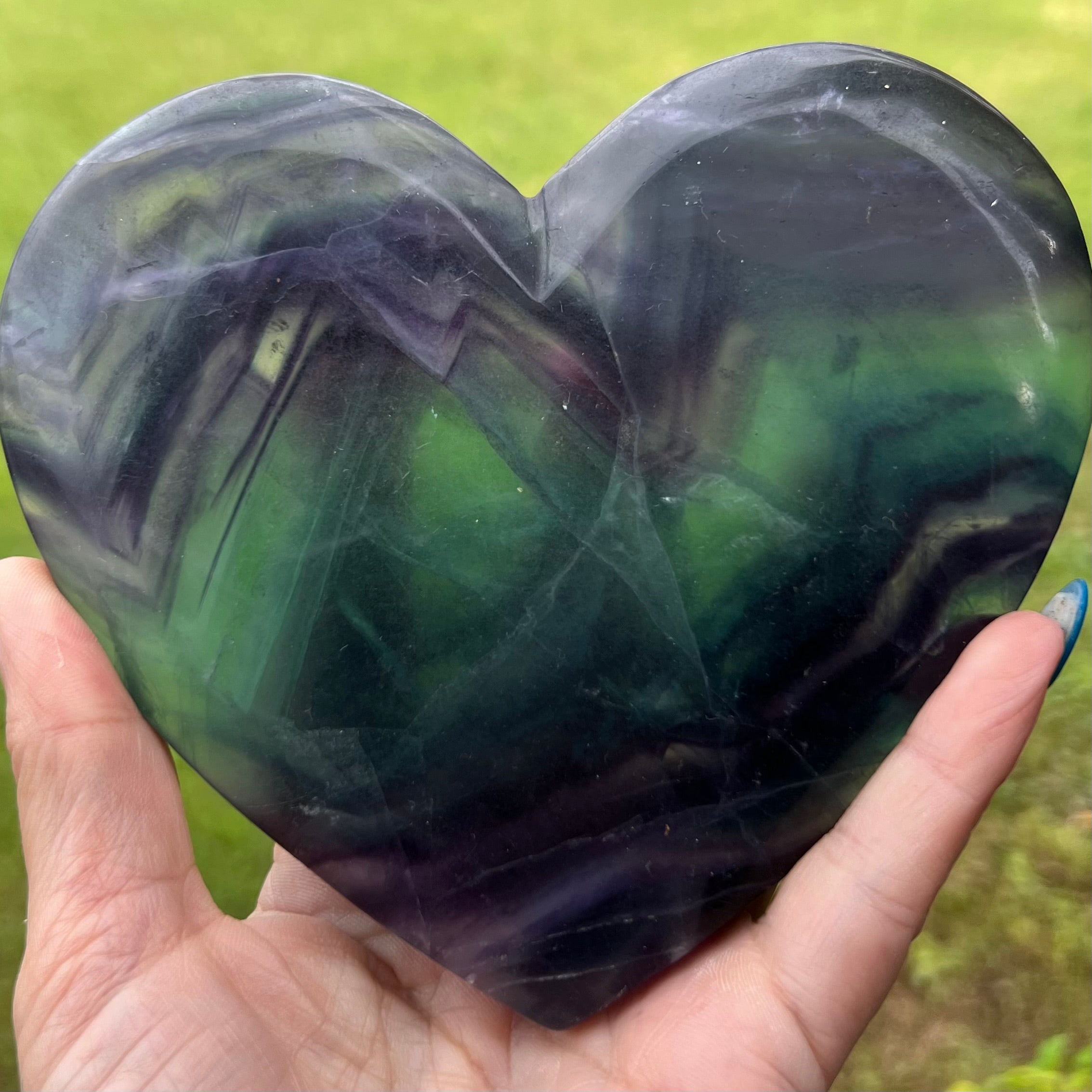 Rainbow Fluorite Large Heart
