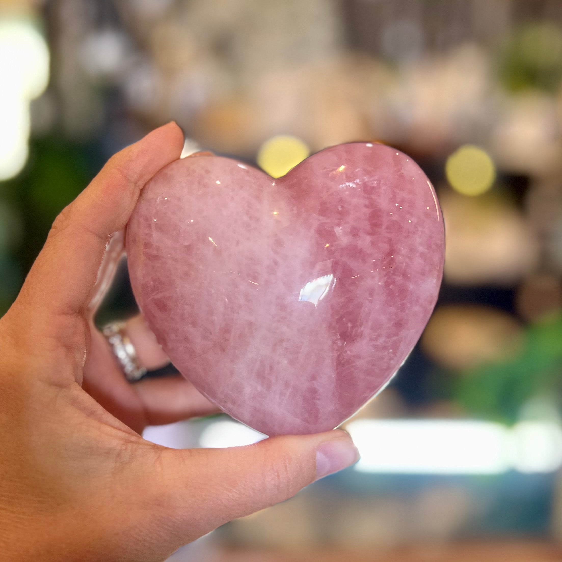 Rose Quartz Puffy Large Heart
