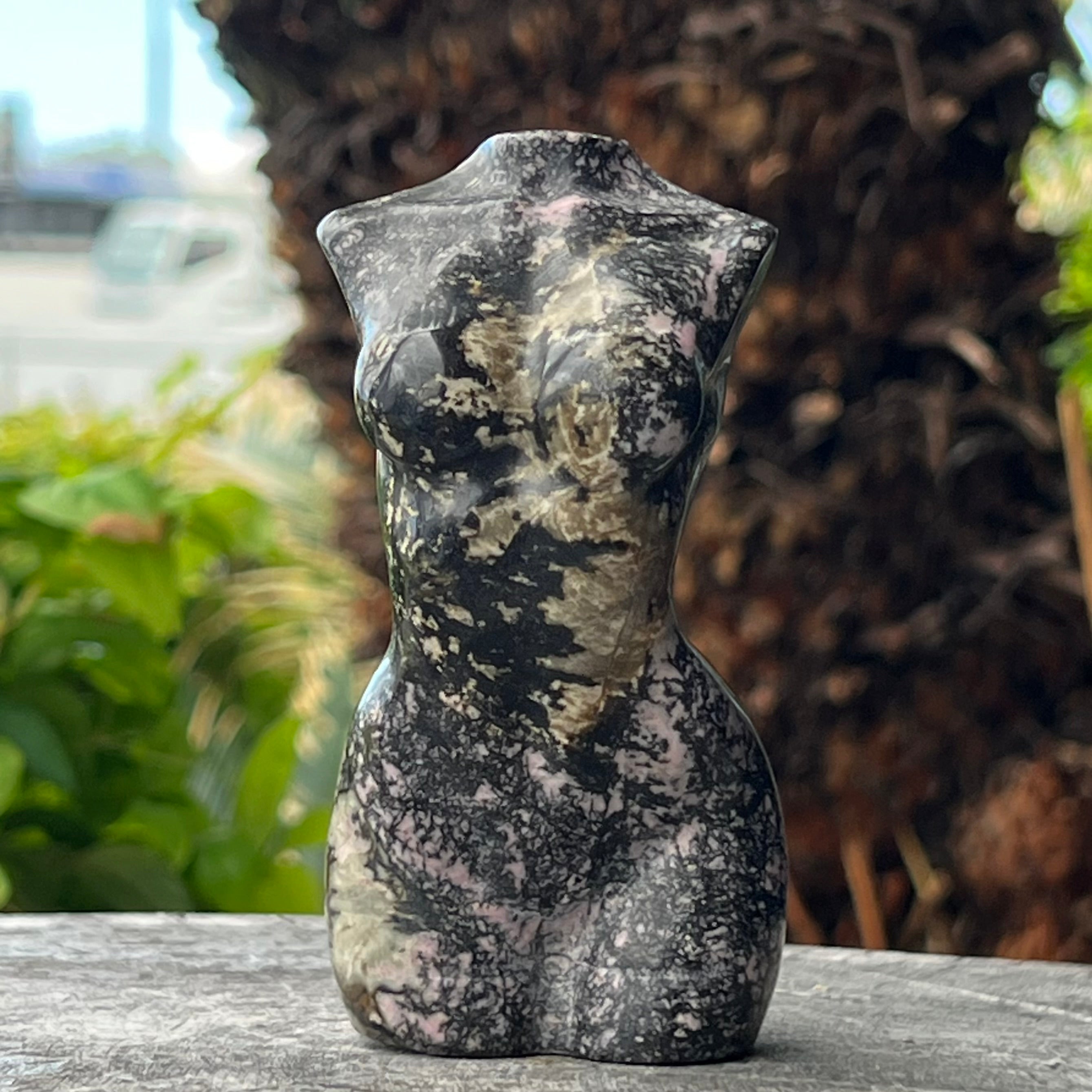 Rhodonite Lady Body Carving