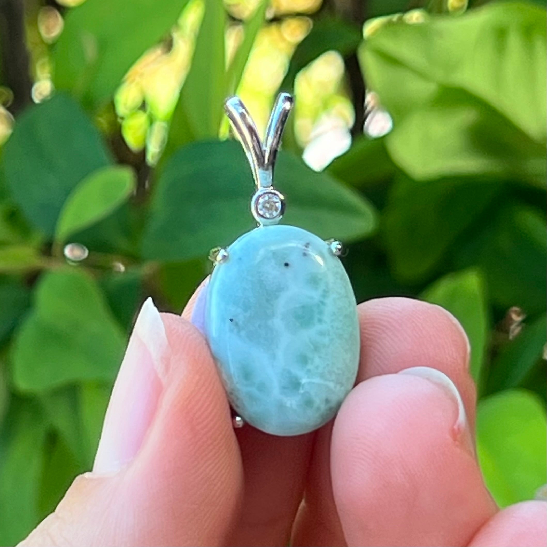 Larimar and Topaz ~ Sterling Silver Pendant (2)