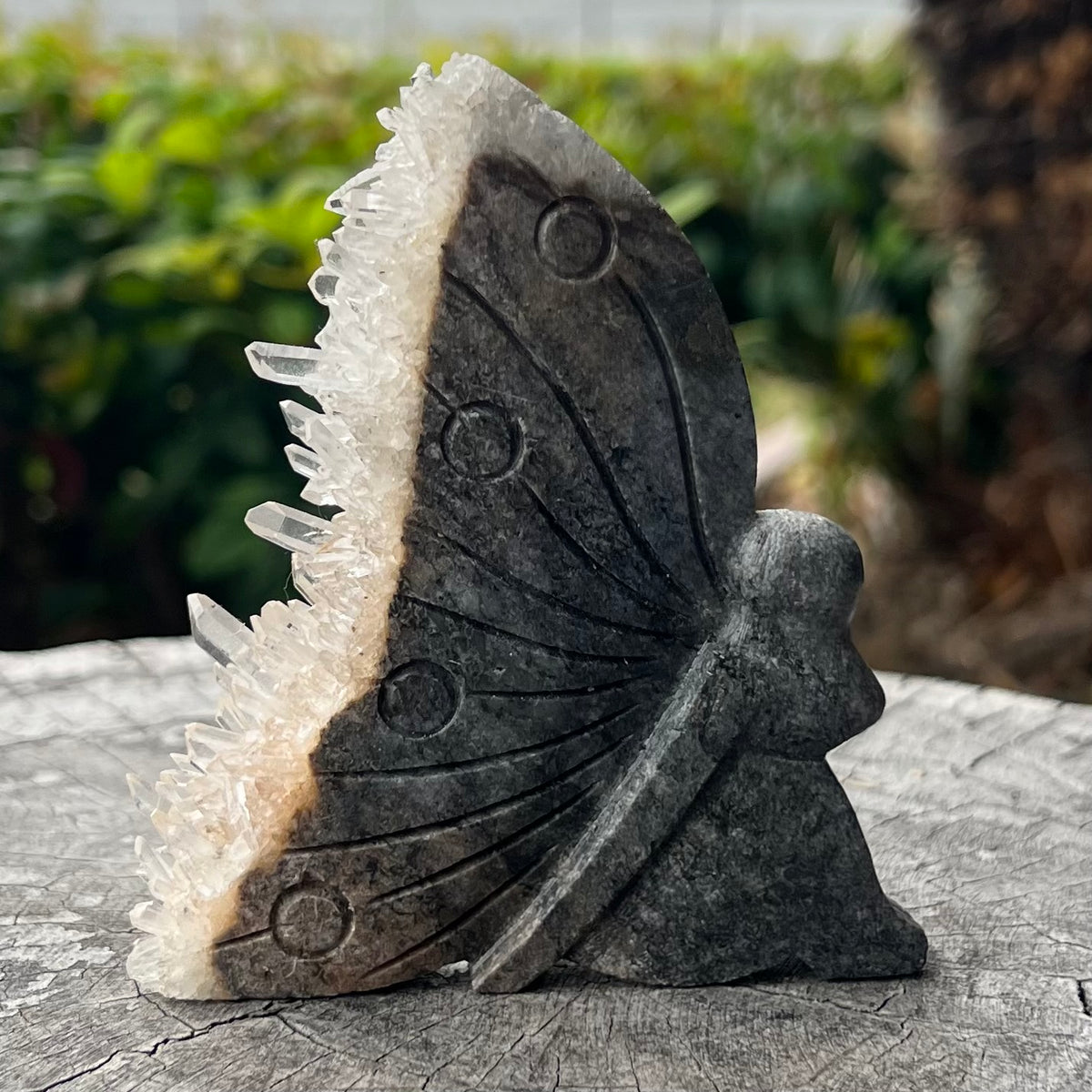 Clear Quartz Butterly Lady Carving