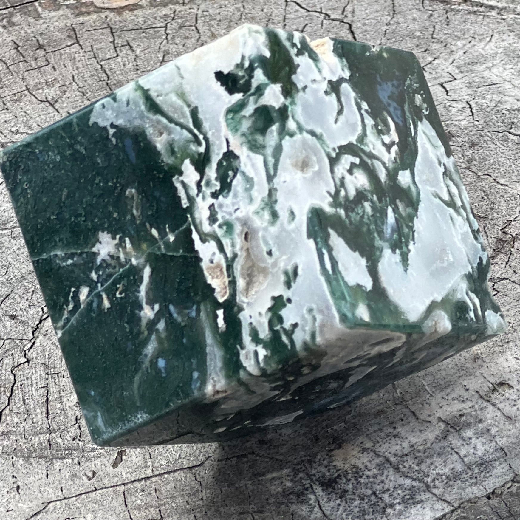 Moss Agate Cube