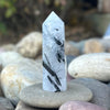 Black Tourmaline in Clear Protective Generator Quartz Tower