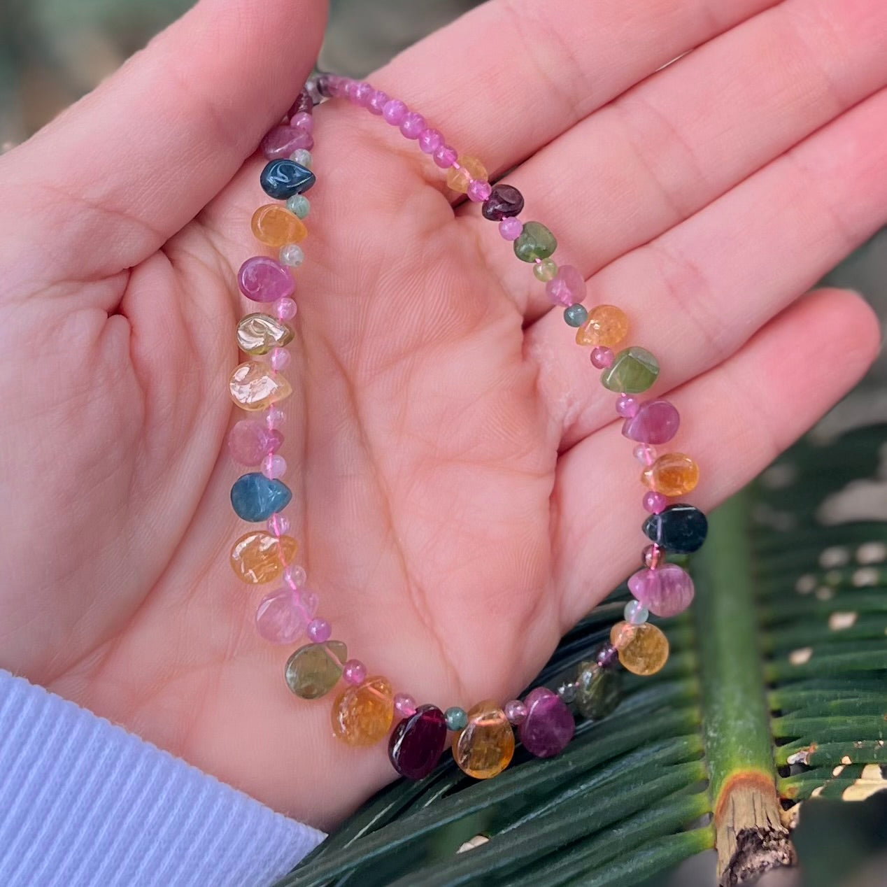 Rainbow Tourmaline Beaded Necklace