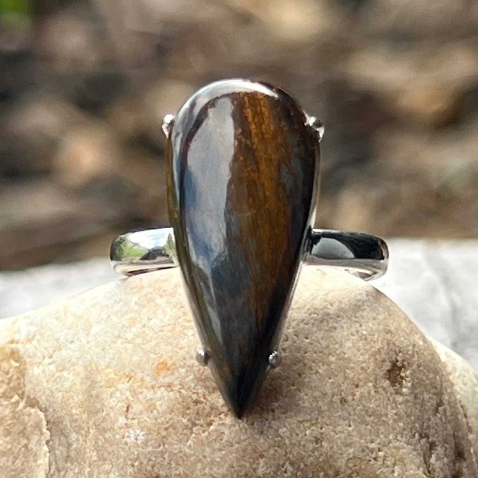 Tiger Eye ~  Sterling Silver Ring ~ 8