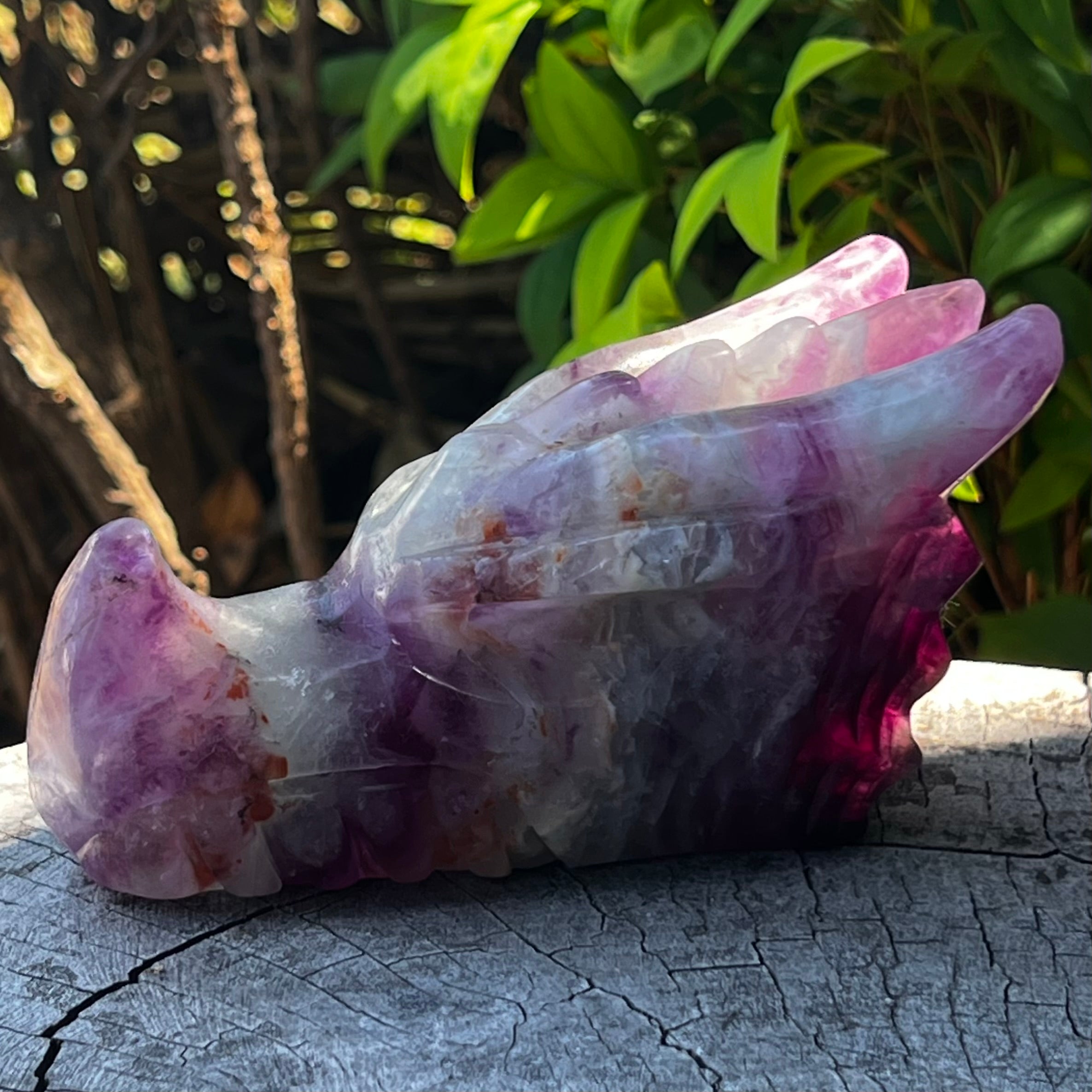 Rainbow Fluorite Dragon Head Carving