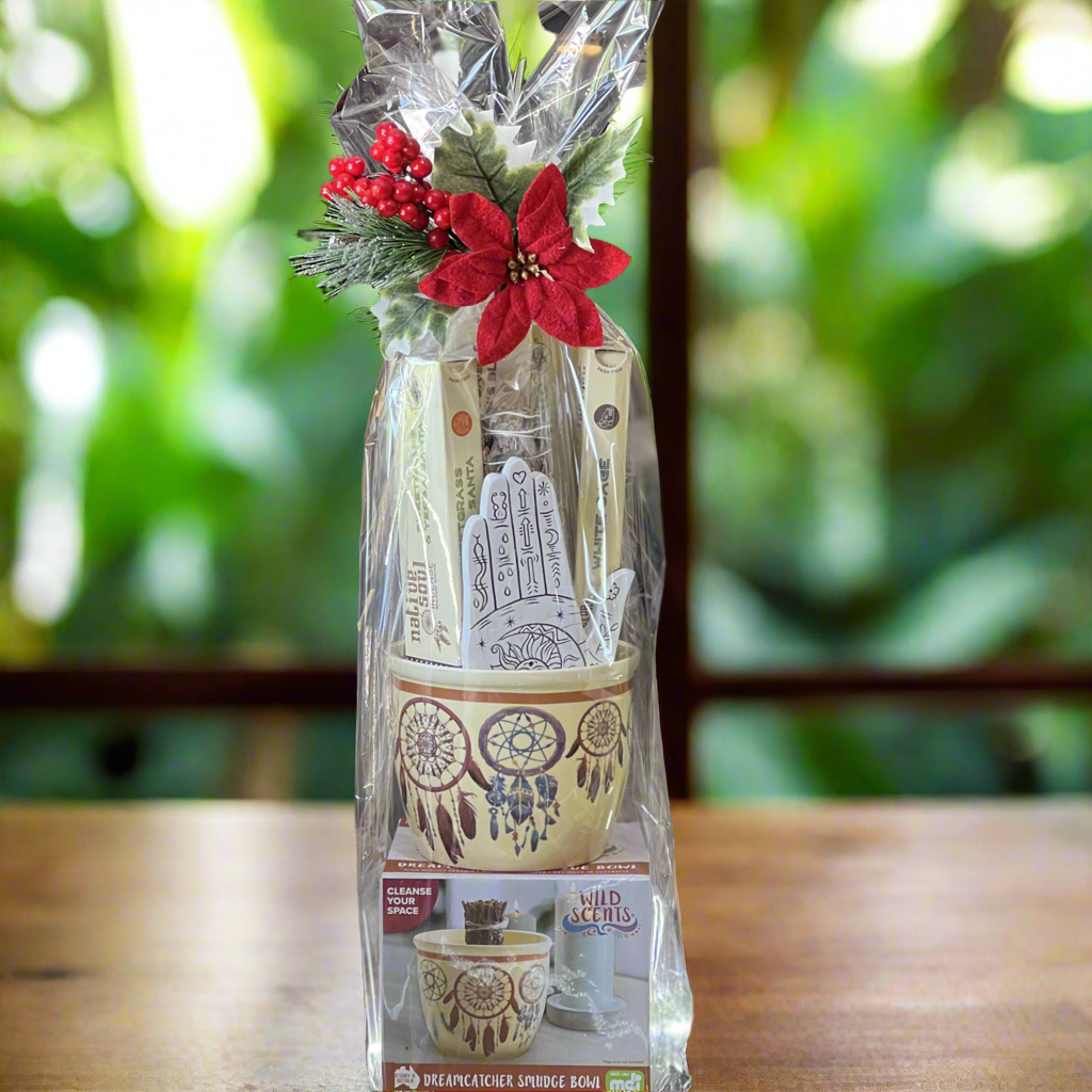 Holiday smudge pack with incense, smudge stick, and holder | Muse Crystals & Mystical Gifts