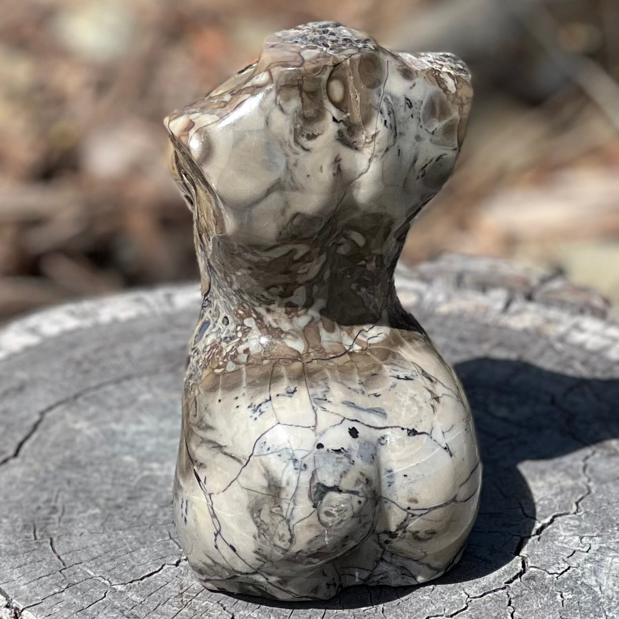 Volcanic Agate Lady Body Carving