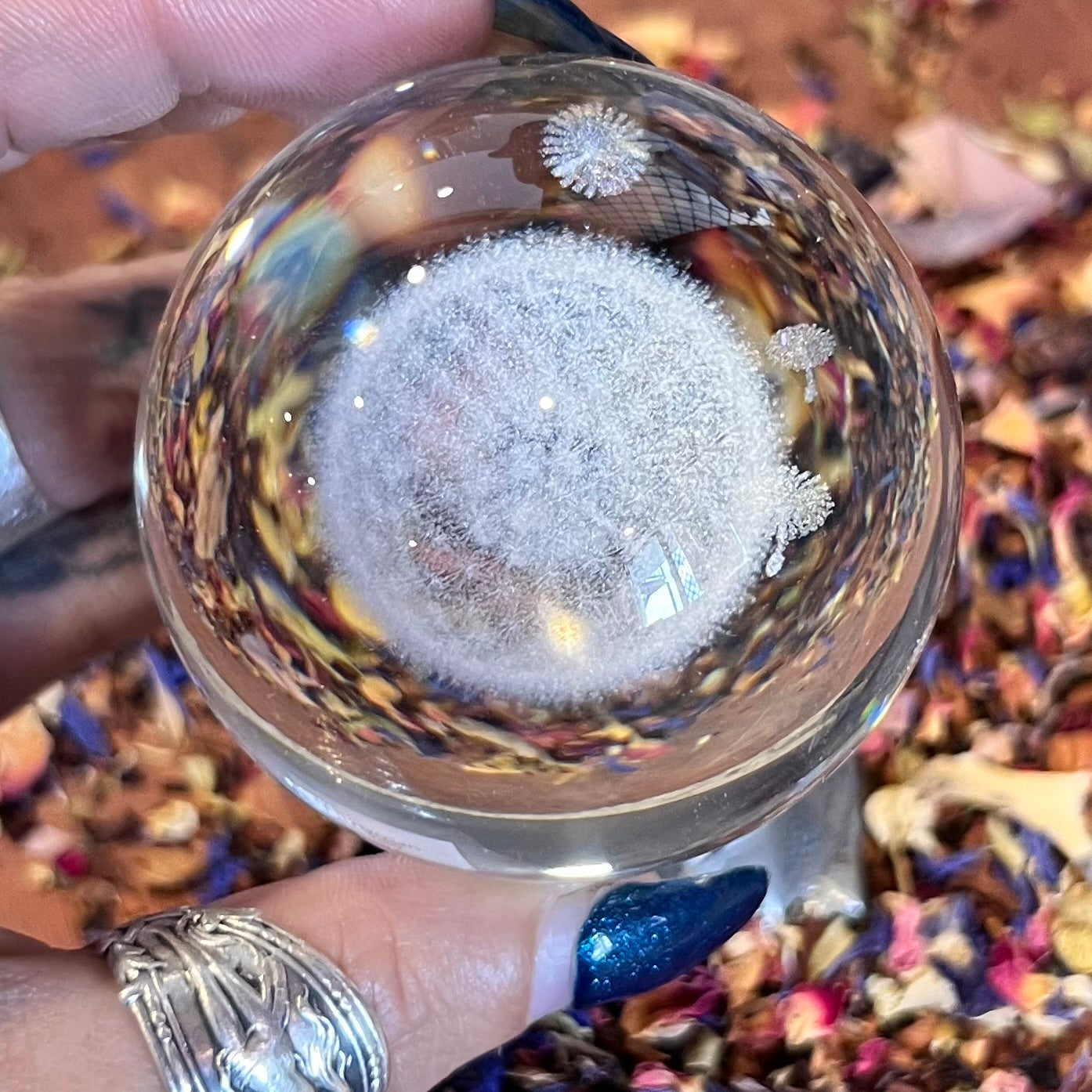 Dandelion of Hope Etched in Glass Ball