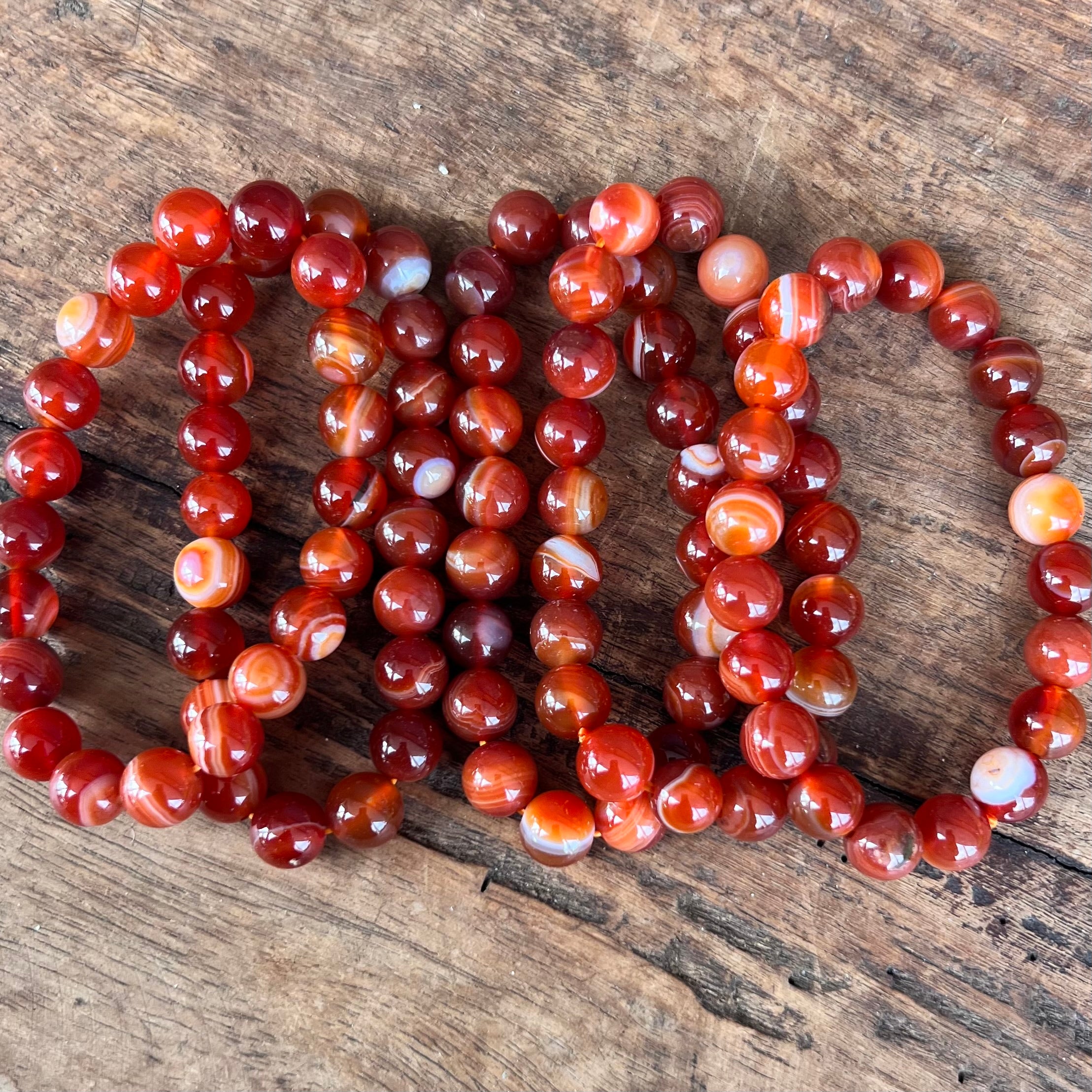 Carnelian Beaded Bracelet ~ Large Fit