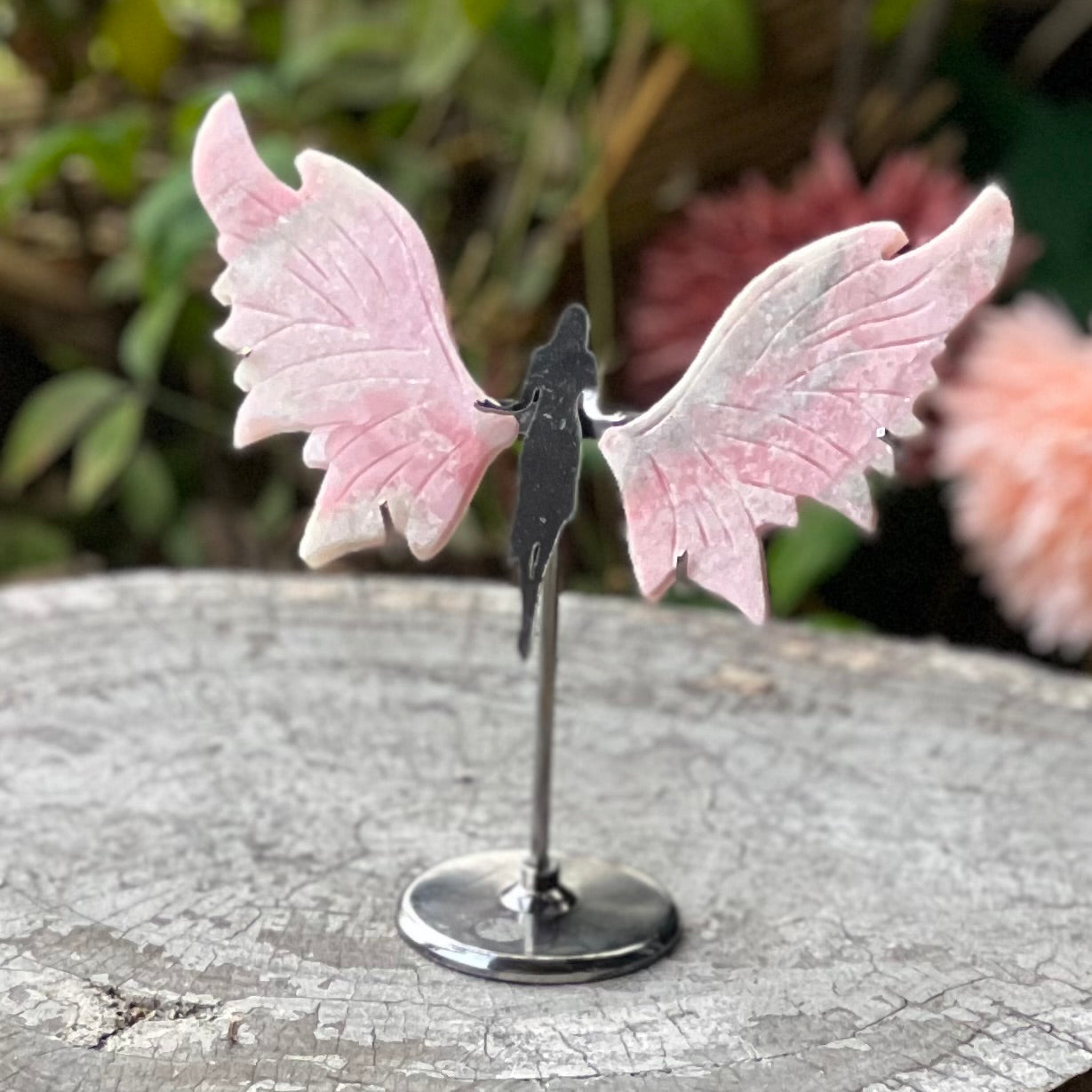 Pink Opal Lady Butterfly Carving