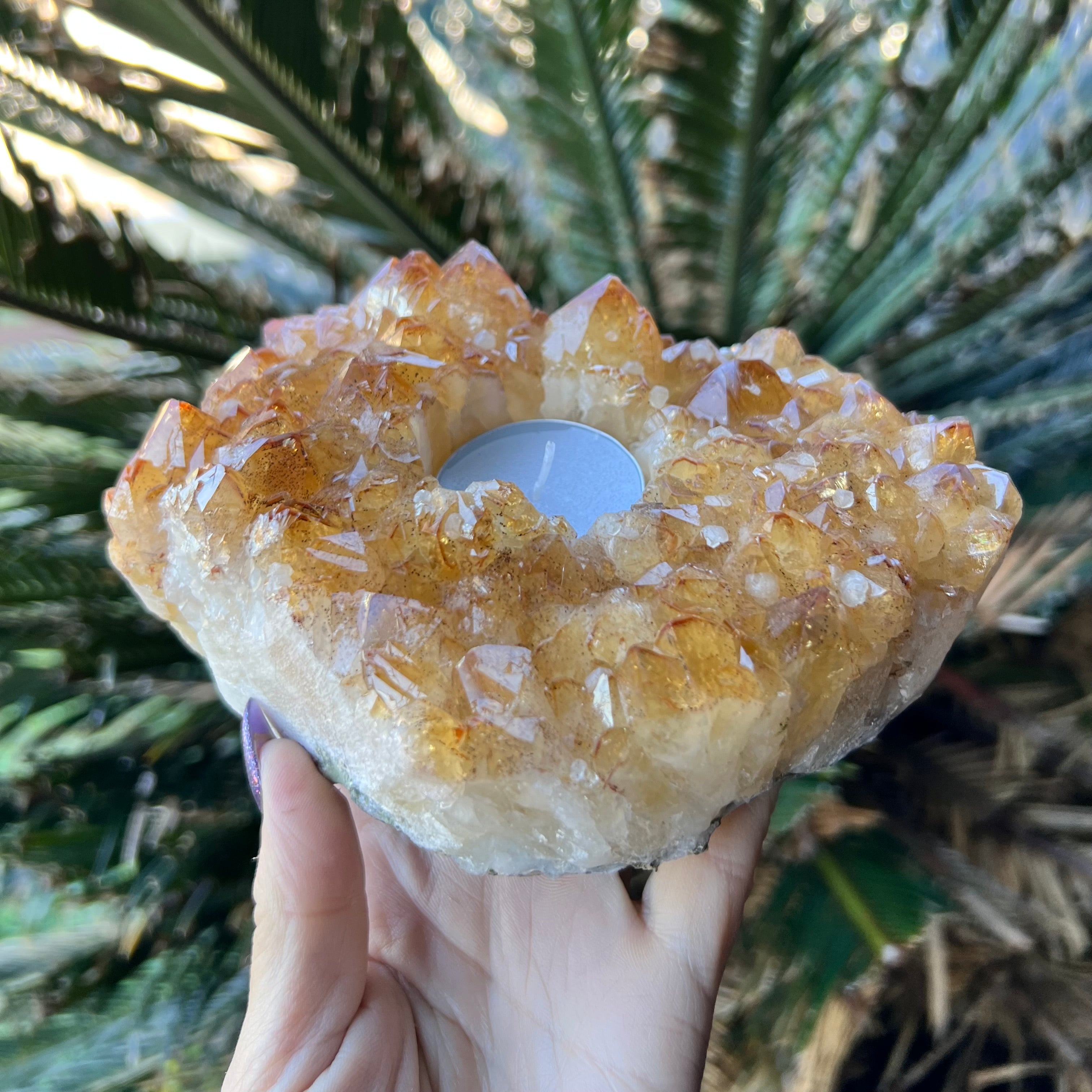 Citrine Cluster ~ Tealight Candle Holder