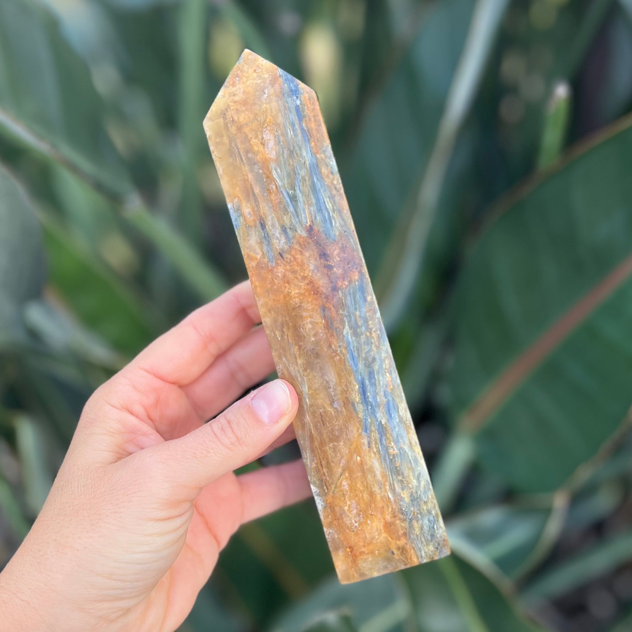 Kyanite with Golden Healer Tower