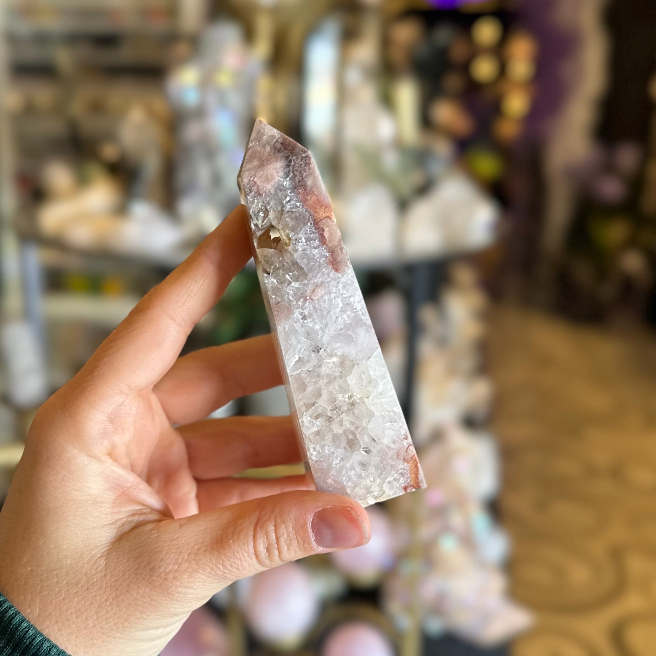 Pink Amethyst and Flower Agate Tower