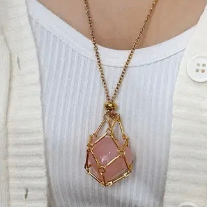 Collier Glam Crystal Tumble Cage - Or Petit