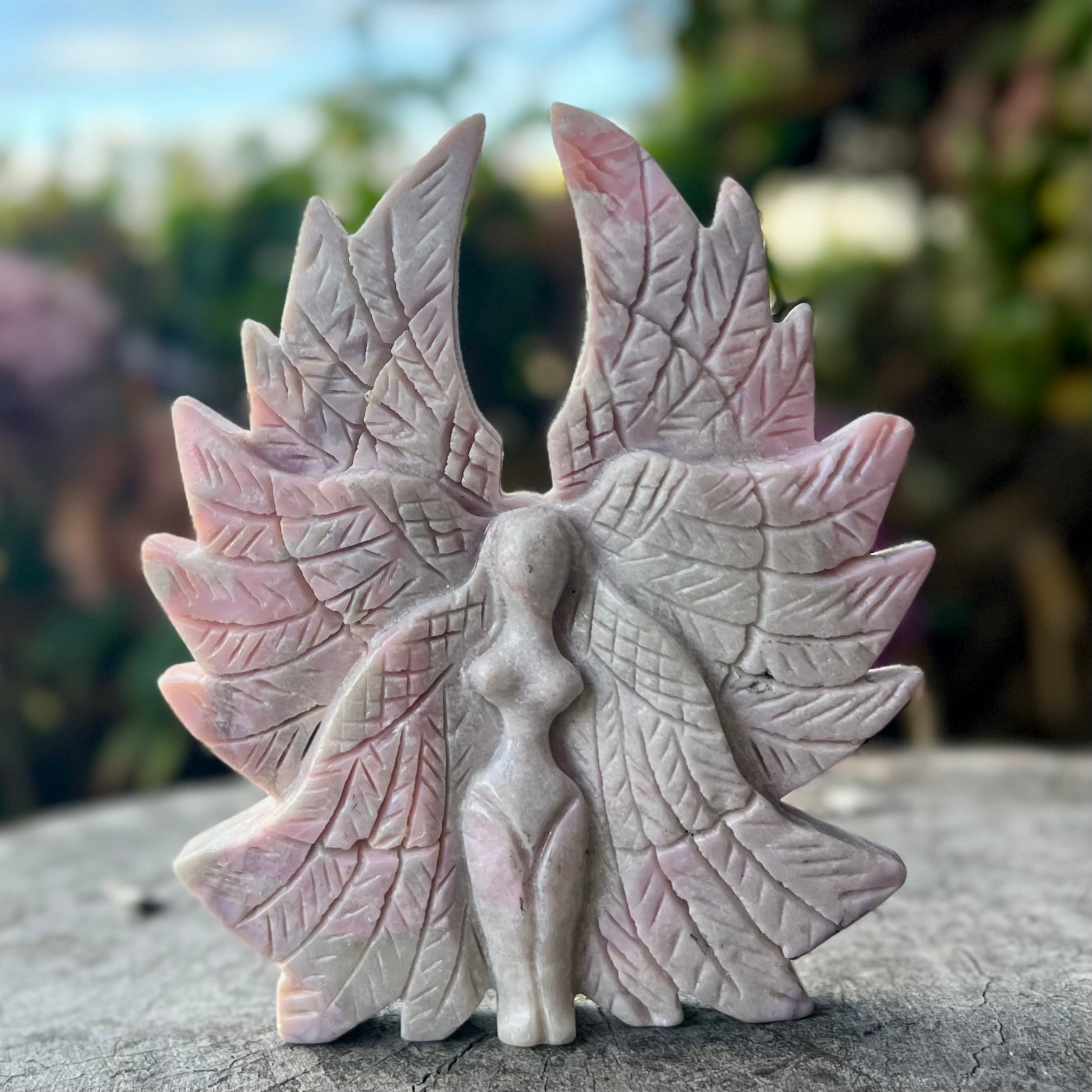 Pink Opal Goddess of Compassion Carving (1)