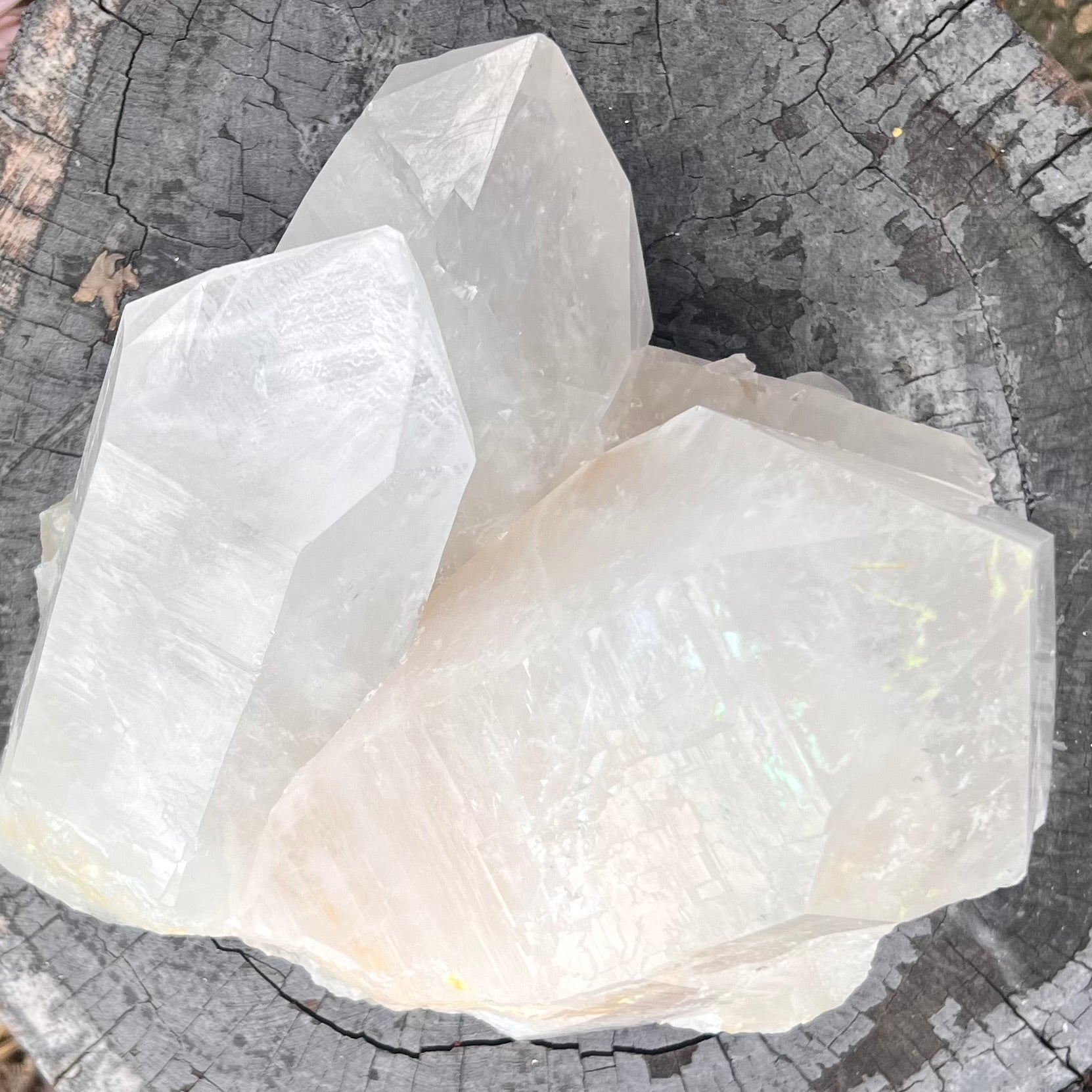 Triple Point Natural Clear Quartz Cluster Formation