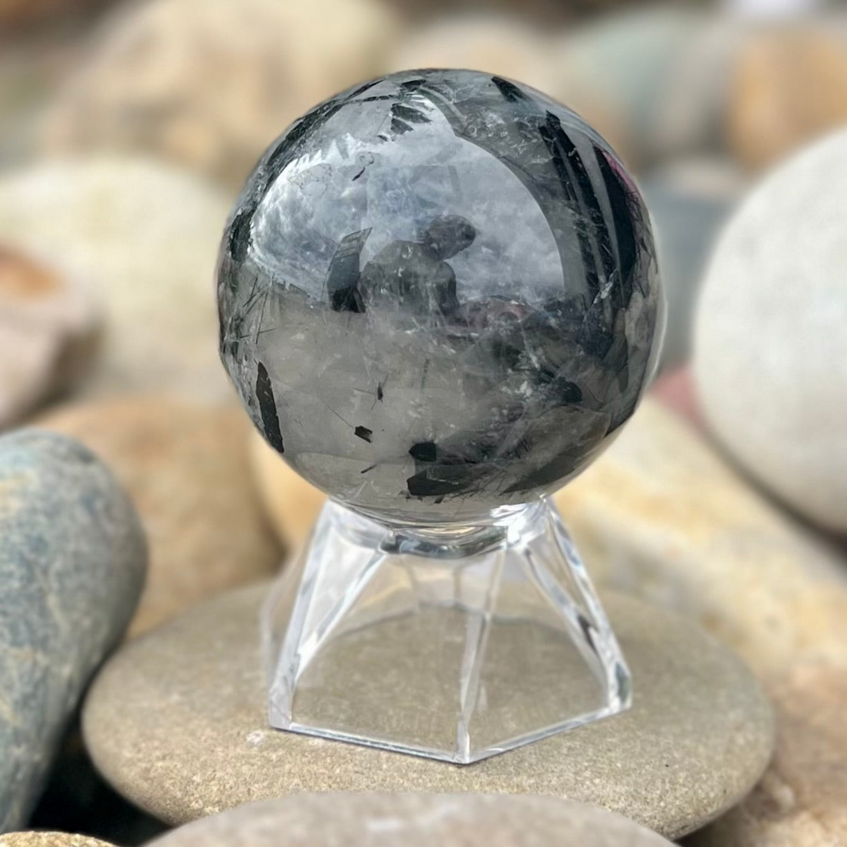 Black Tourmaline in Quartz ~  Sphere