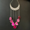 Rose Quartz~ Dyed Agate ~ Crescent Moon ~ Silver
