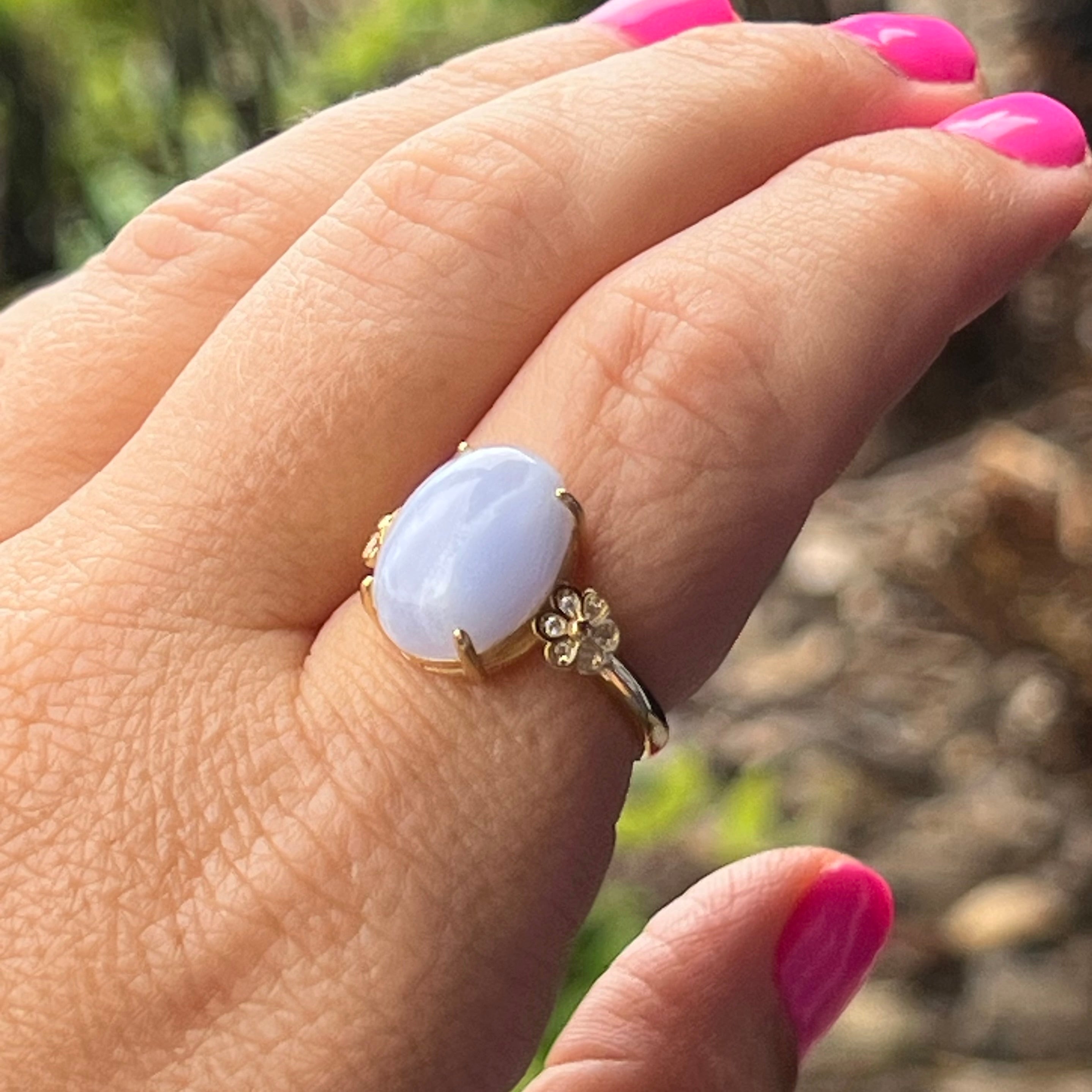 Blue Lace Agate ~ Gold Plated Ring - size 6
