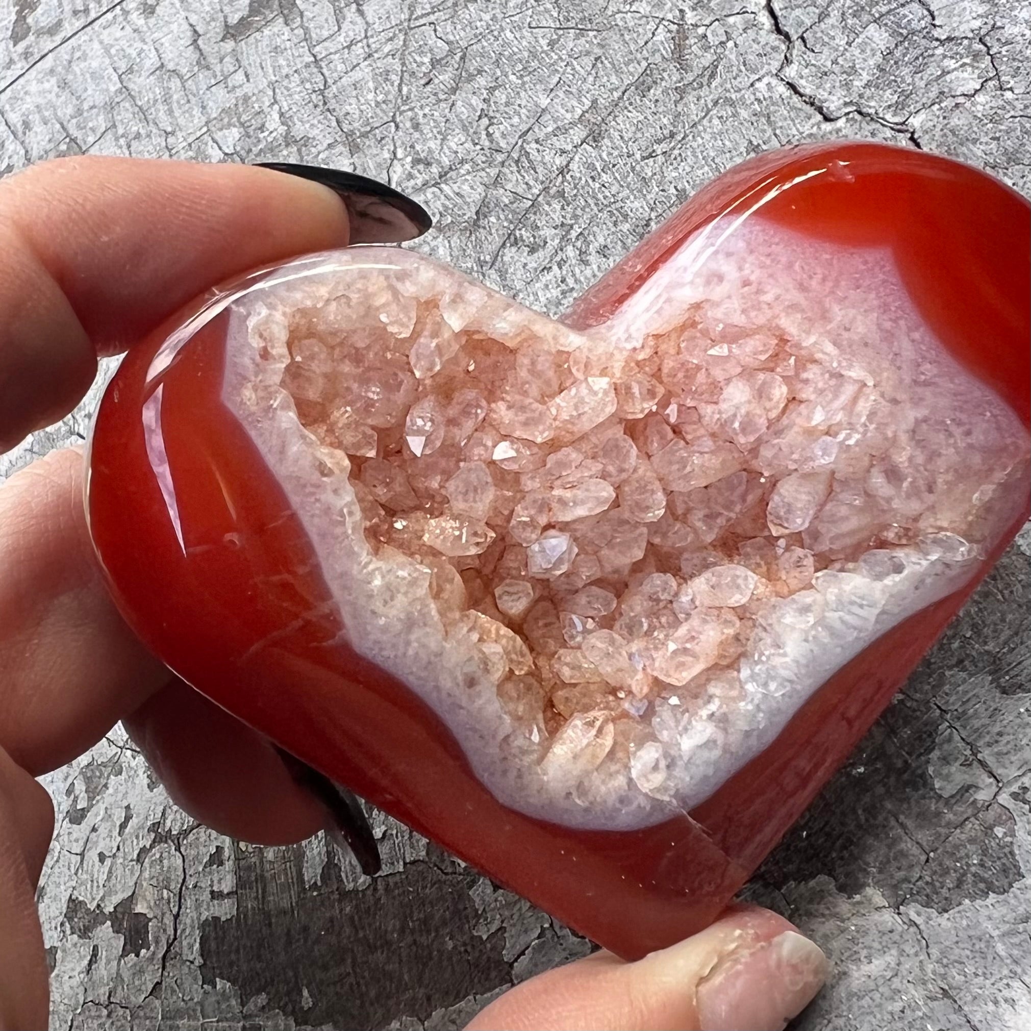 Carnelian Geode Heart ~ 12