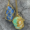 Glam Crystal Tumble Cage Necklace - Gold  Extra Large