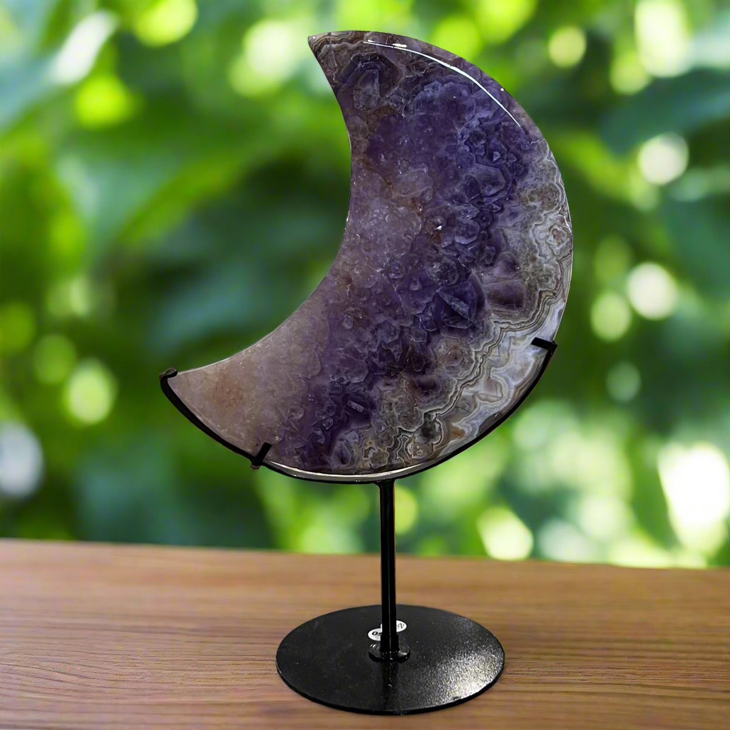 Amethyst Crescent Moon on Stand