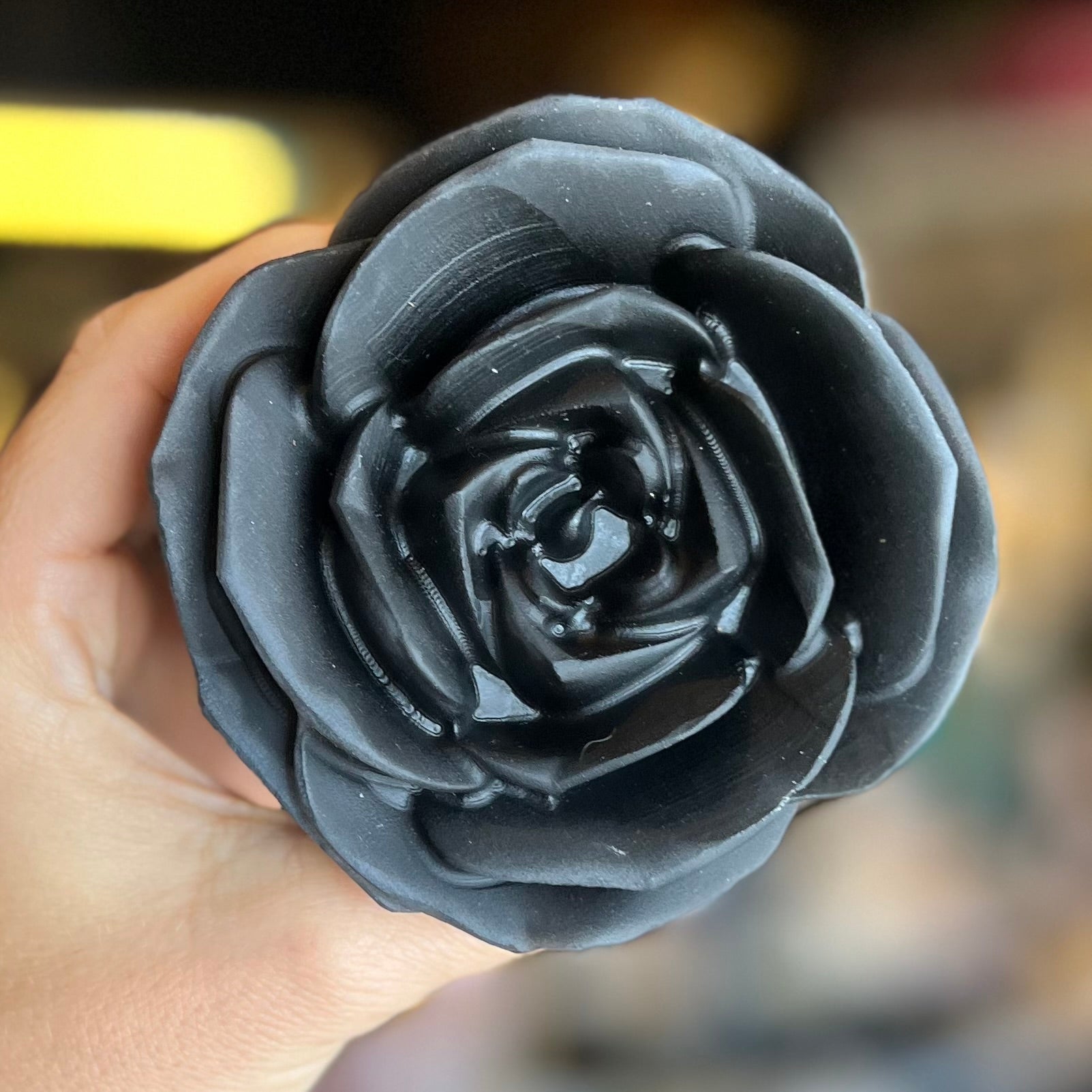 Black Obsidian Rose Carving