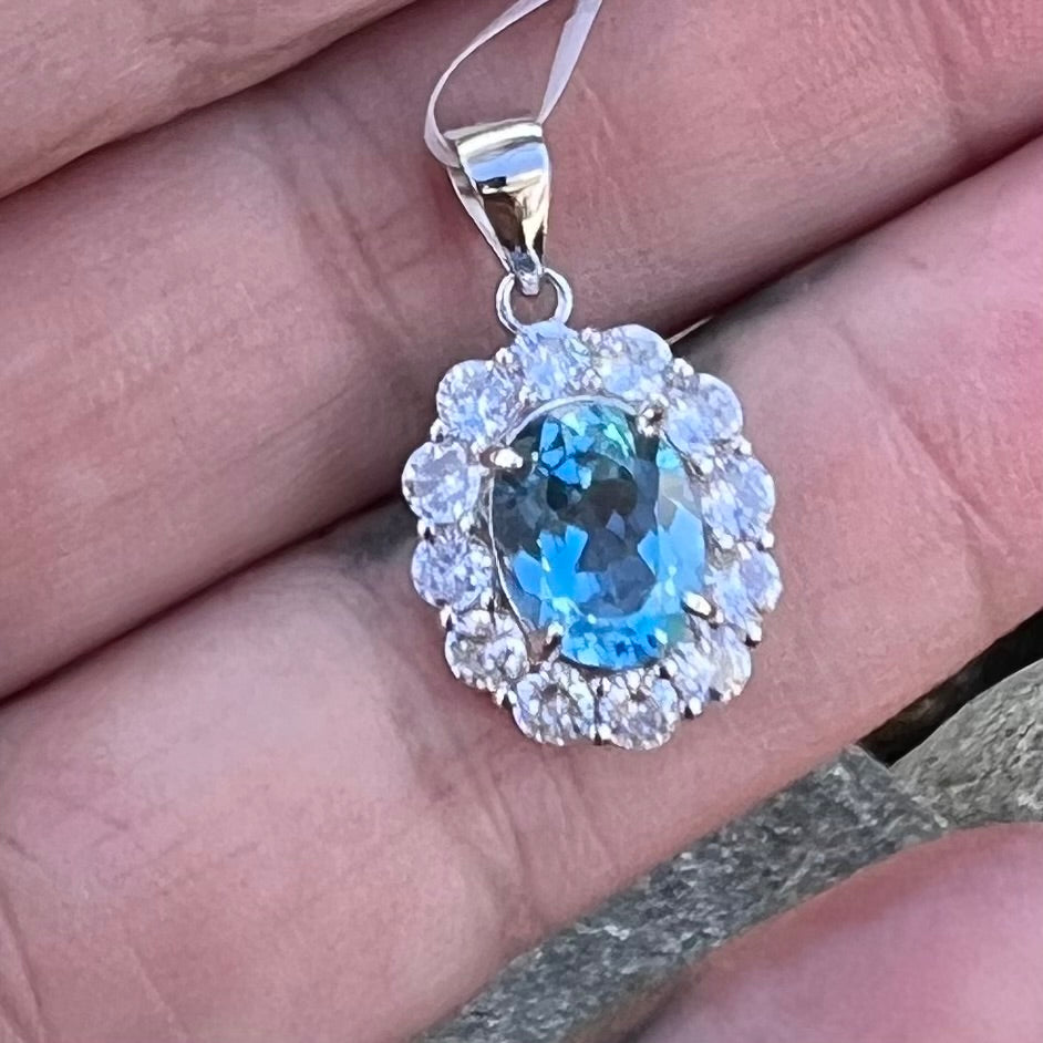 Blue Topaz ~ Sterling Silver Pendant