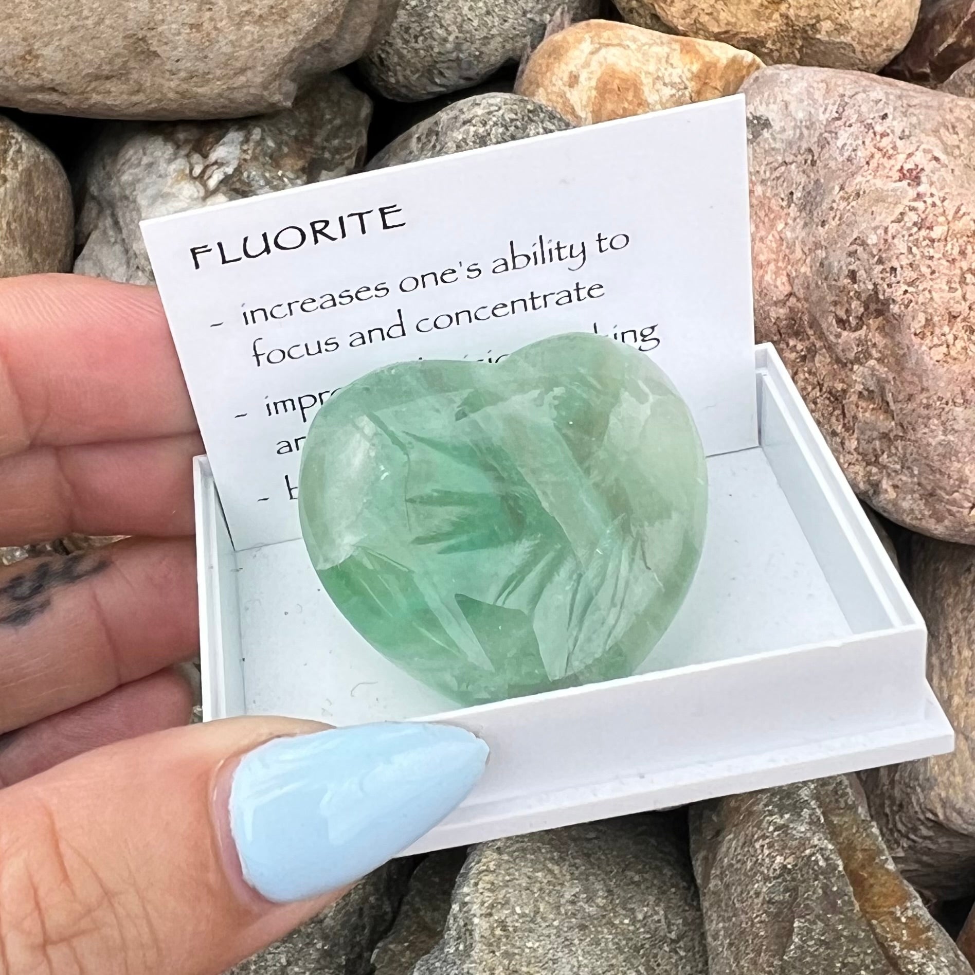 Green Fluorite Heart ~ Specialty Boxed Crystal