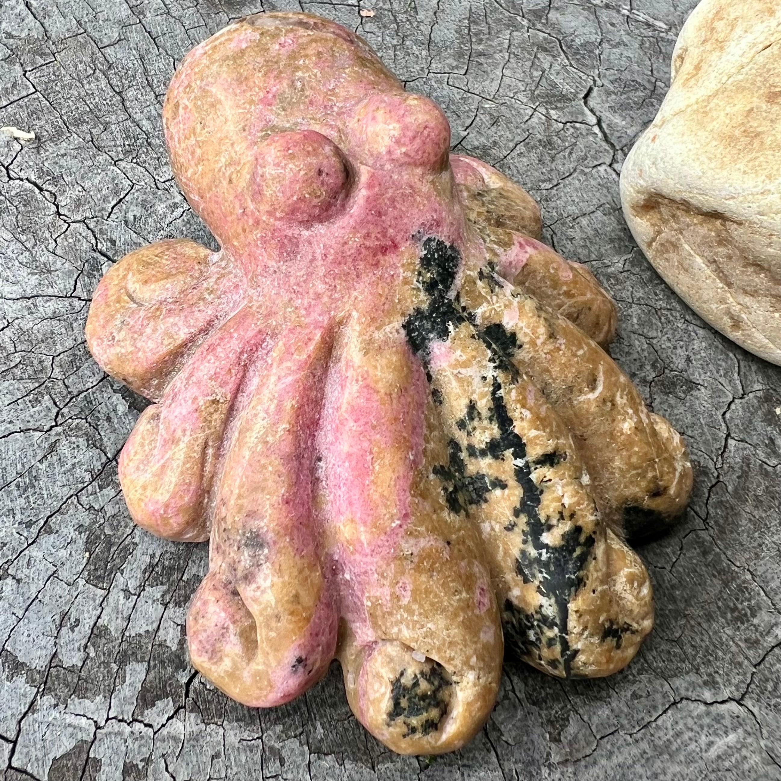 Rhodonite Octopus Carving