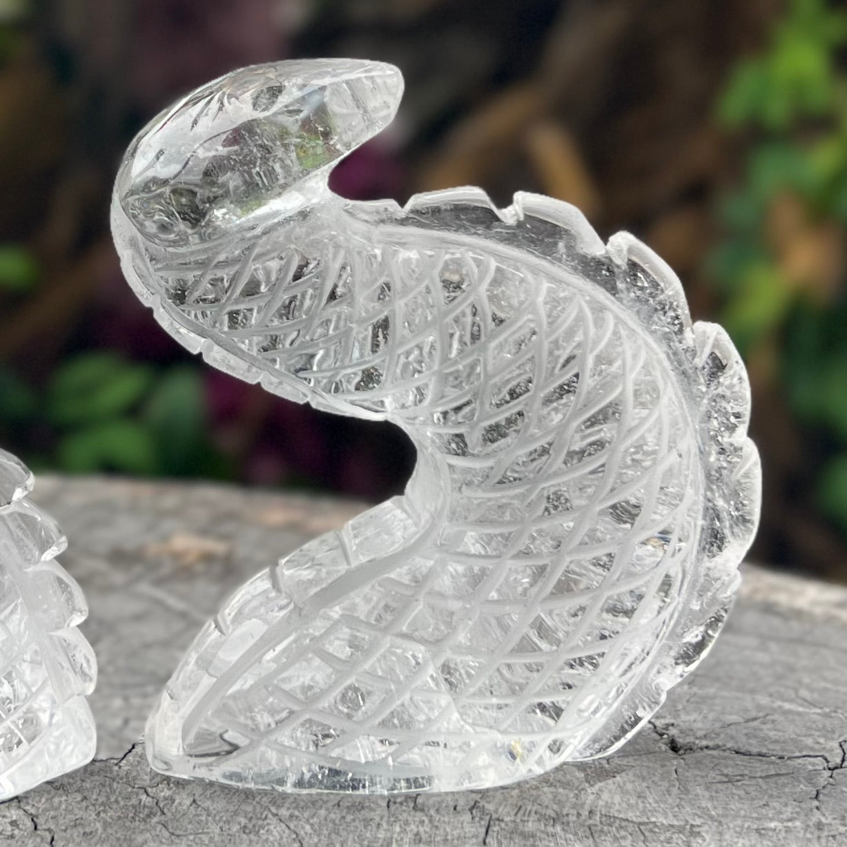 Clear Quartz Sea Dragon Carving ~ 3 Piece Set