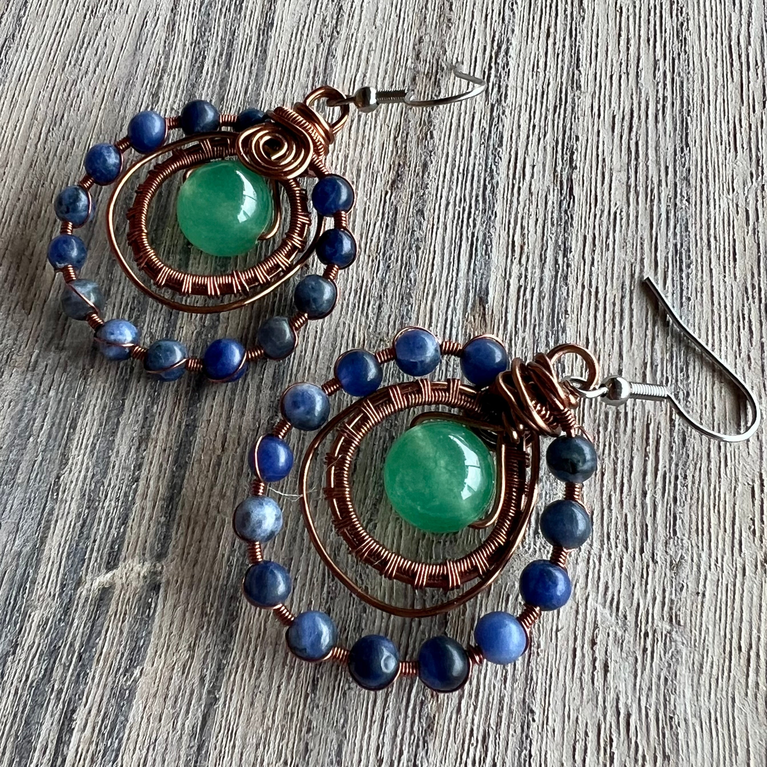 Muse Forged ~ Artesian Green Aventurine & Sodalite Earrings