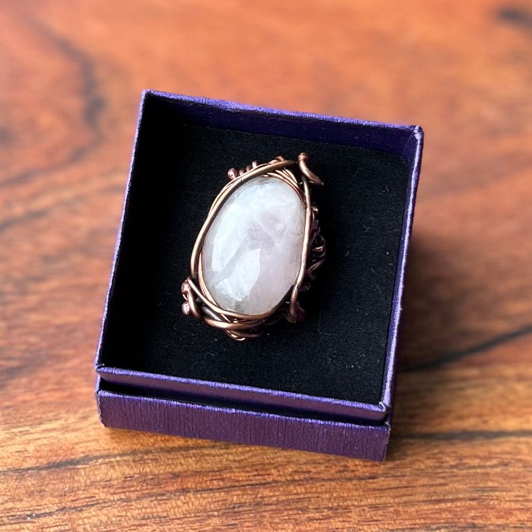 Muse Forged ~ Artesian Rose Quartz Ring ~ 6.5