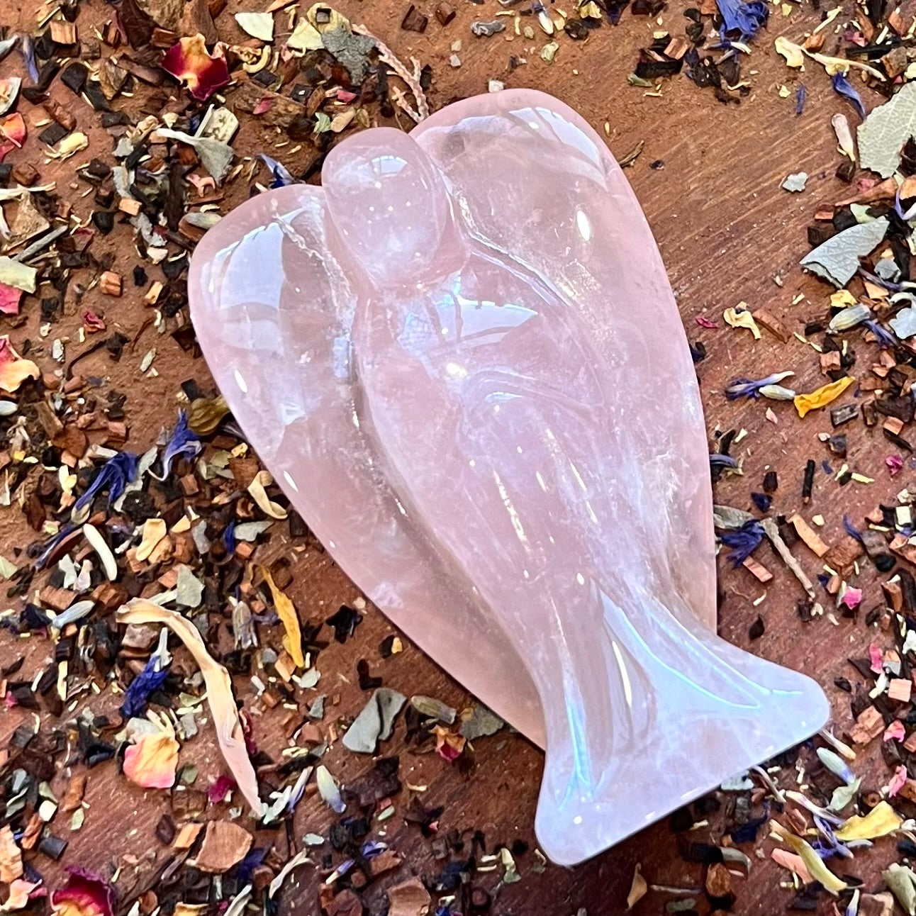 Rose Quartz Angel Carving ~ Medium