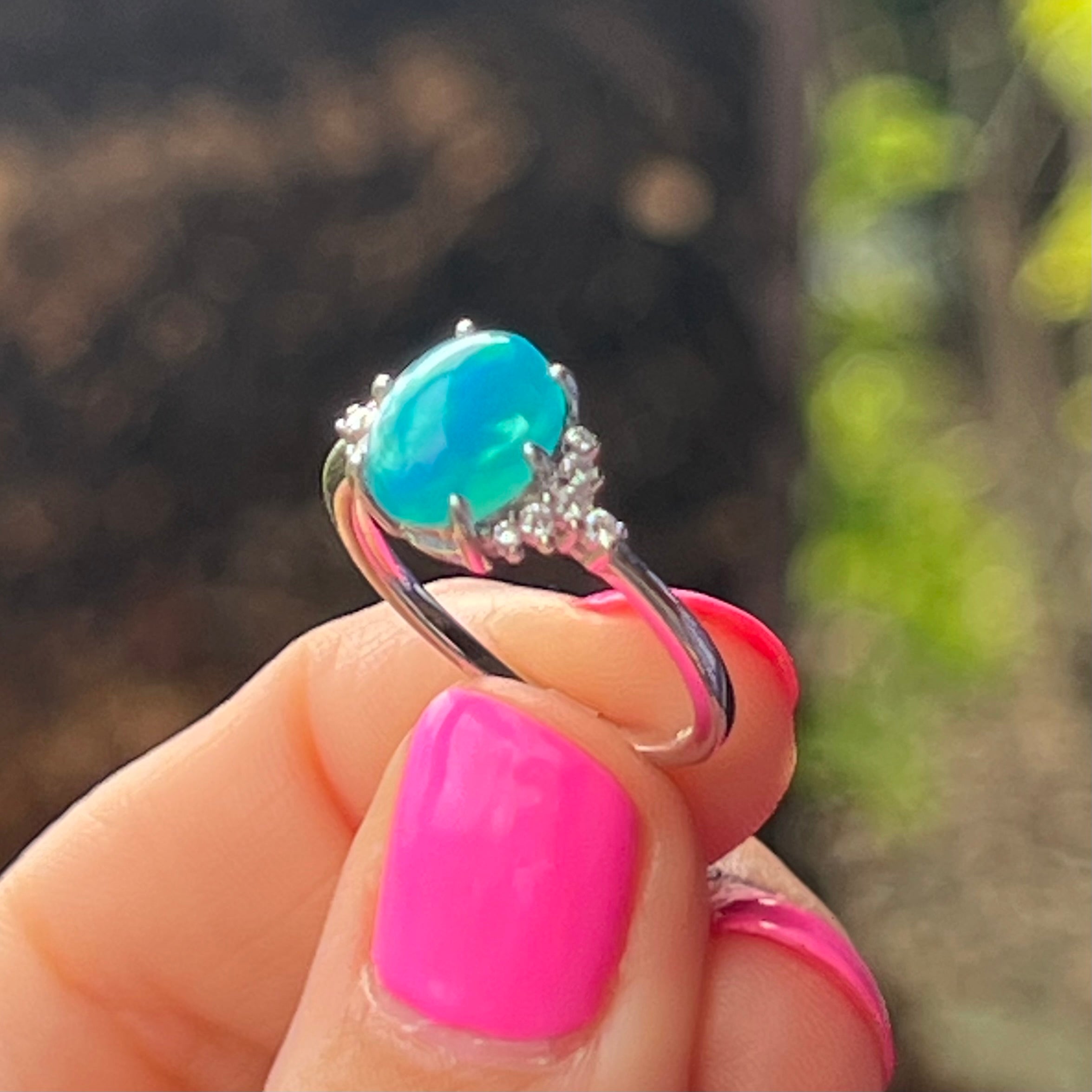 Paralba  Opal ~ Sterling Silver Ring - size 6