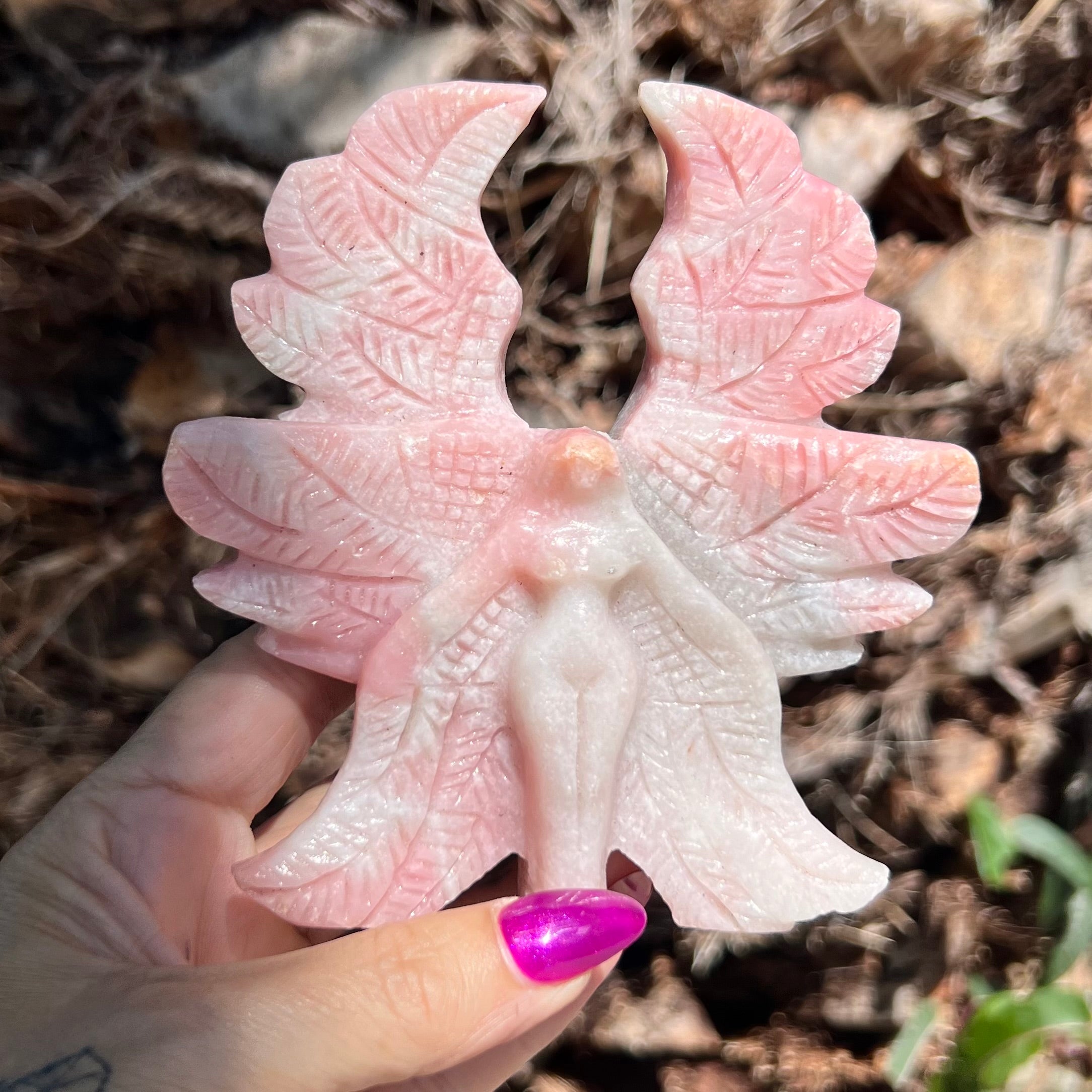 Pink Opal Goddess of Compassion Carving