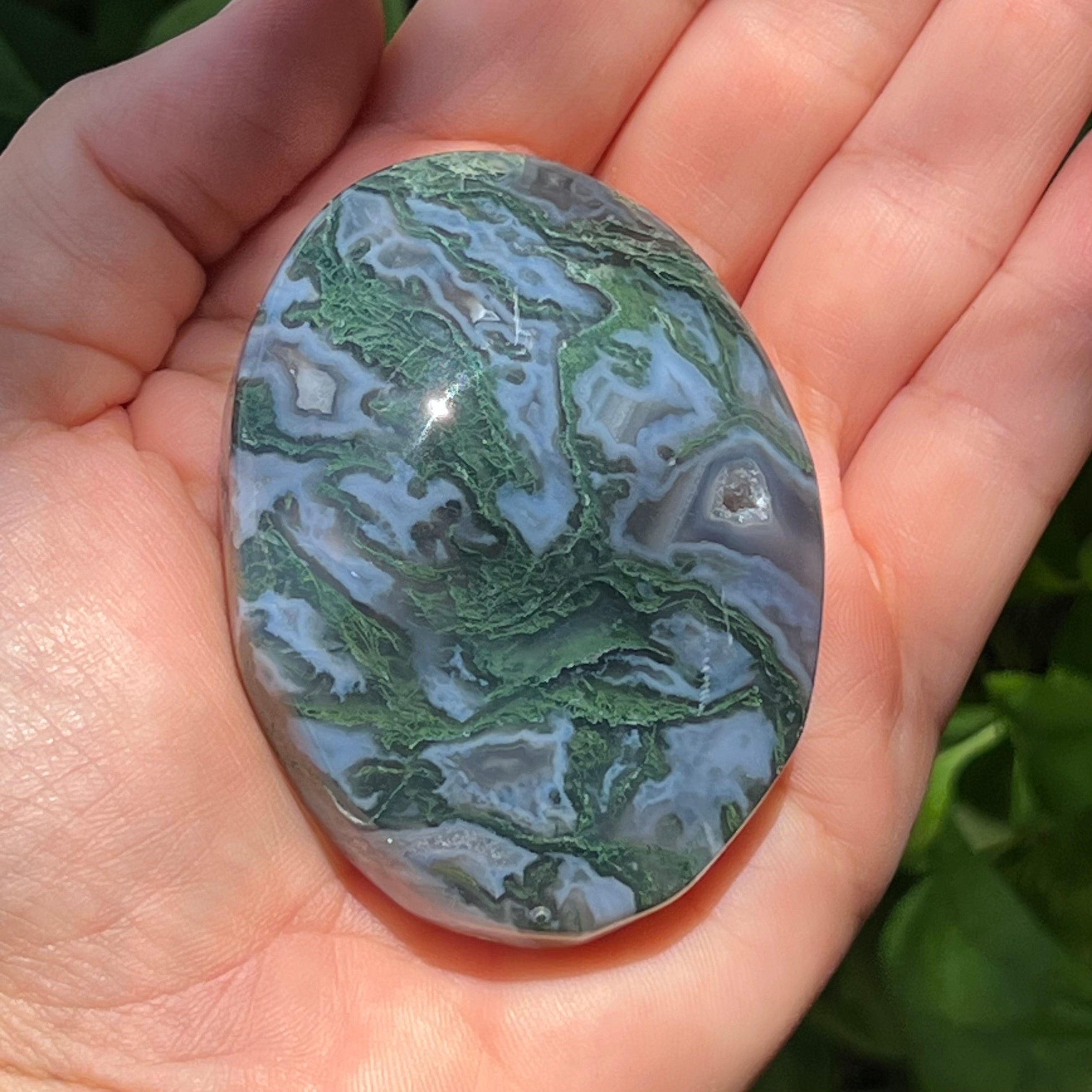 Moss Agate Palm Stone ~ 1