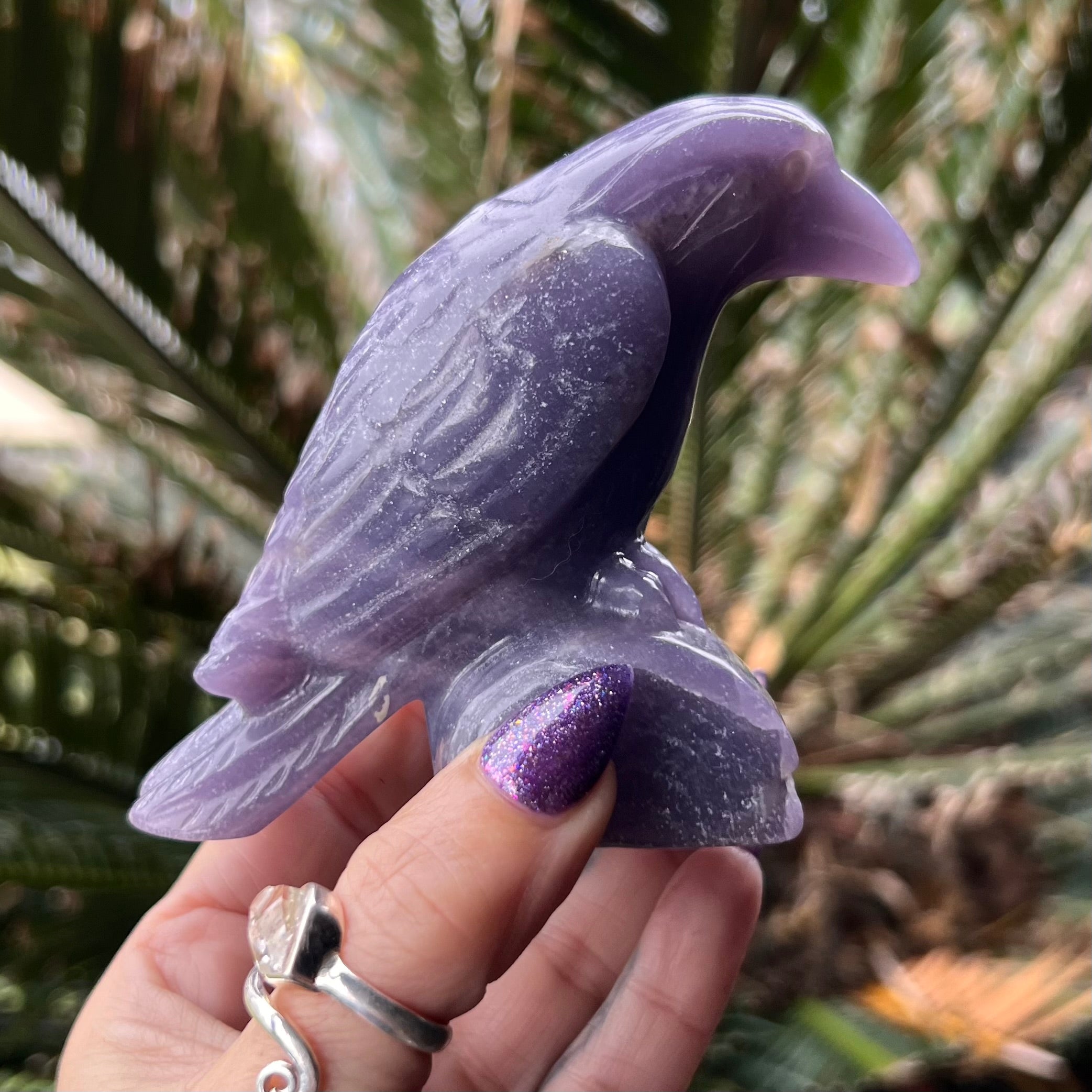 Raven Carving ~ Lepidolite