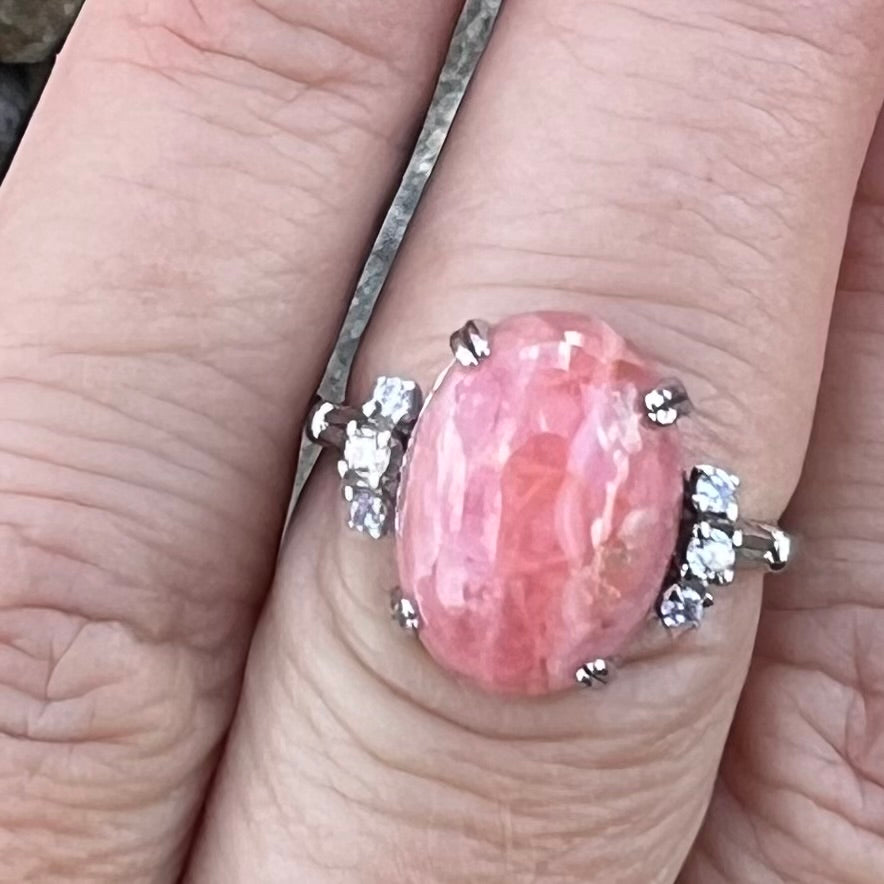 Rhodochrosite  ~ Sterling Silver Ring ~ size 7