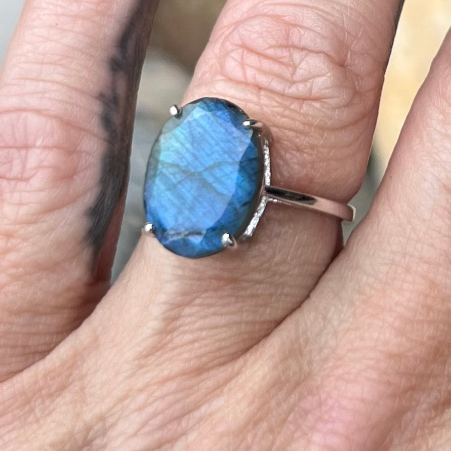 Labradorite ~ Sterling Silver Ring ~ Size 6