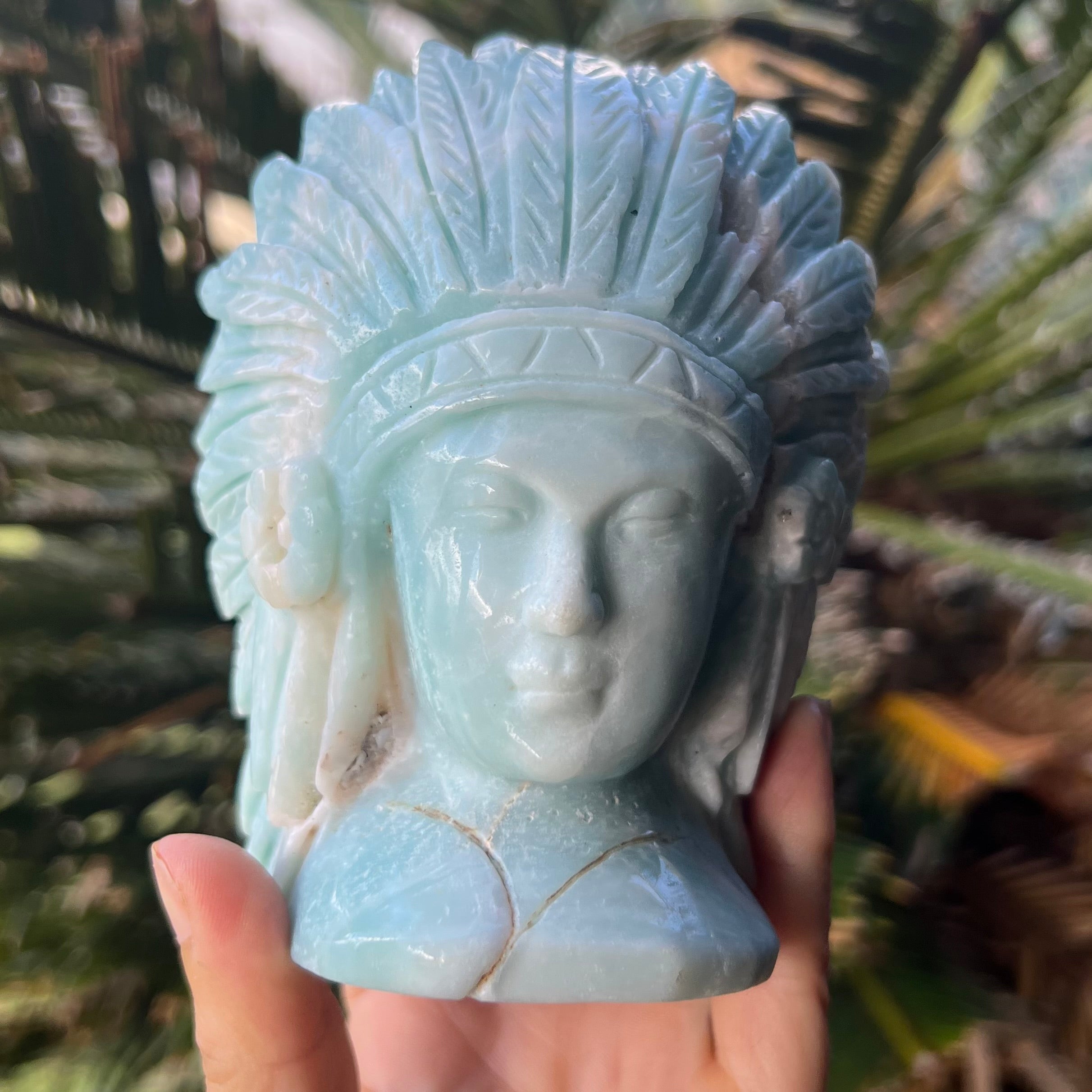 Indian Head Carving ~ Caribbean Calcite